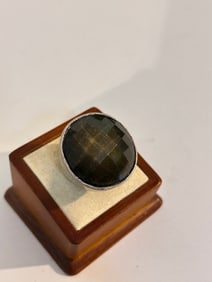 Vintage large black glass Custom Ring 8