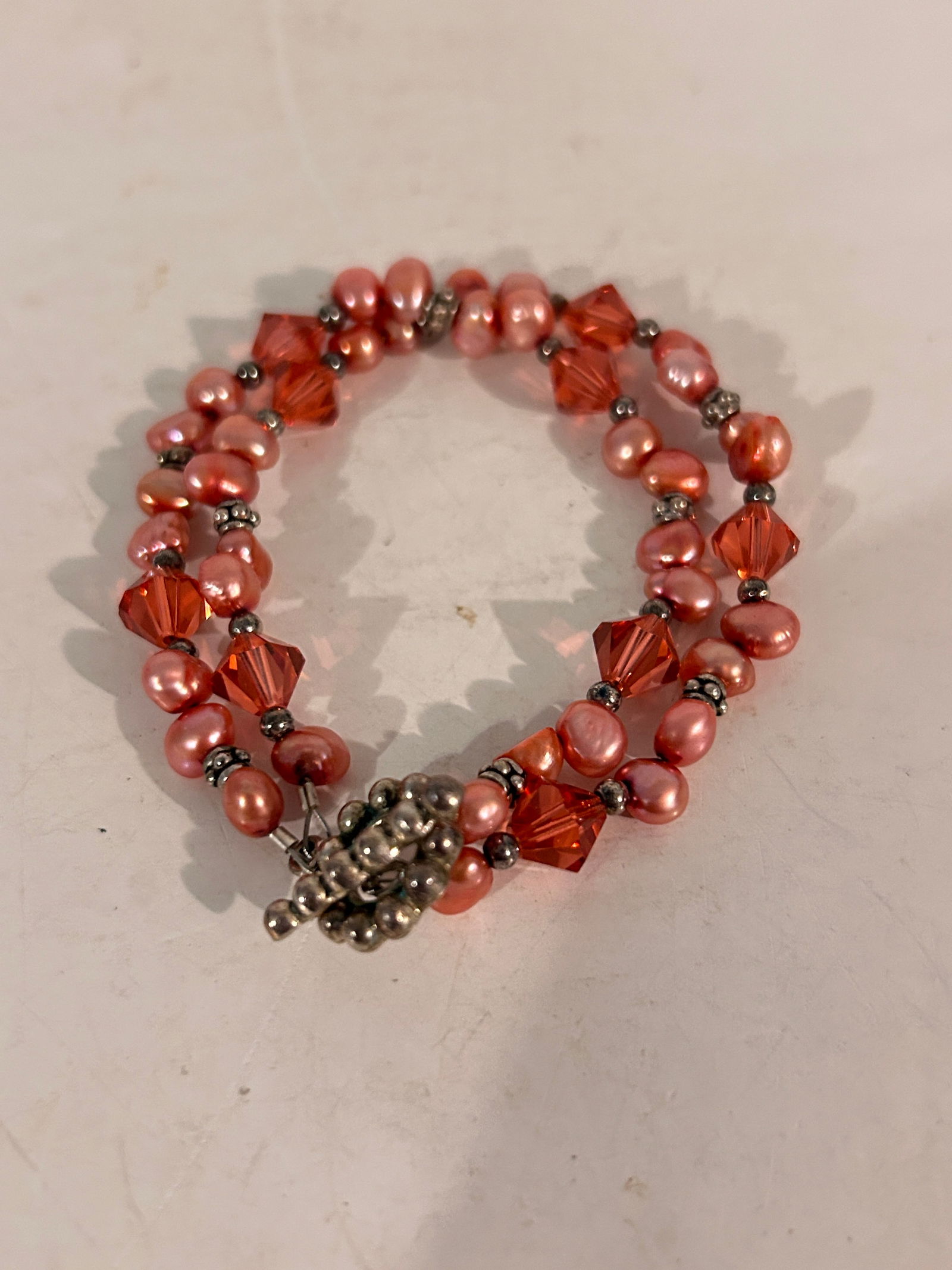 Vintage  Sterling Silver Swarovski Crystal 2 strand Bracelet 7" (1 of 4)