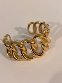 Vintage Gas Bijoux Gold Tone heavy Cuff Bracelet 7"
