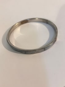 Vintage Abalone Bangle Bracelet  1/4" Wide 7"