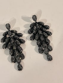 Vintage Black Crystal drop dangle Earrings