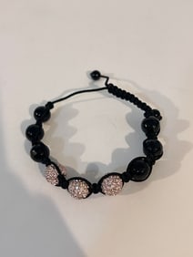 Crystal Ball with Rhinestones Adjustable Macrame Bracelet