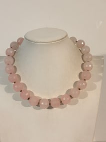 Vintage Pink Acrylic bead Necklace 17"