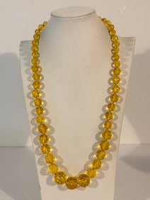 Vintage Yellow Acrylic bead Necklace 30"