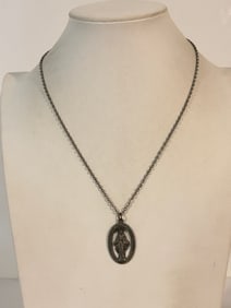 Miraculous Mother Mary Madonna Medal Stainless Steel Pendant Necklace 20 in