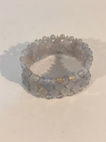 Vintage white jade beaded stretch bracelet