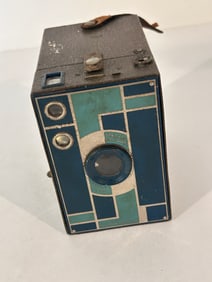 Rare Vintage Kodak Teal/Blue Brownie 2A Camera Box Design Art Deco