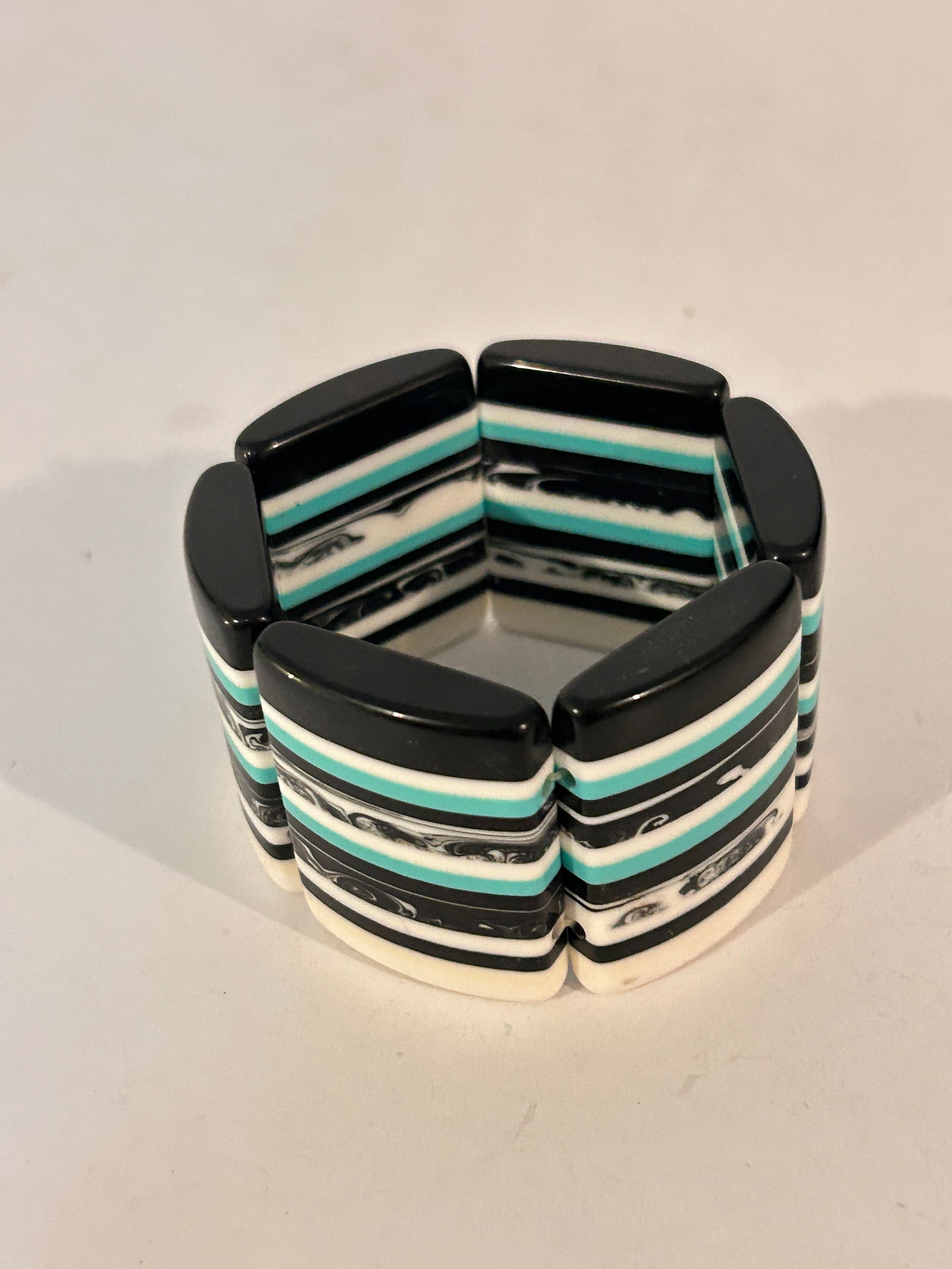 Vintage multi color Acrylic stretch wide Bracelet (1 of 4)