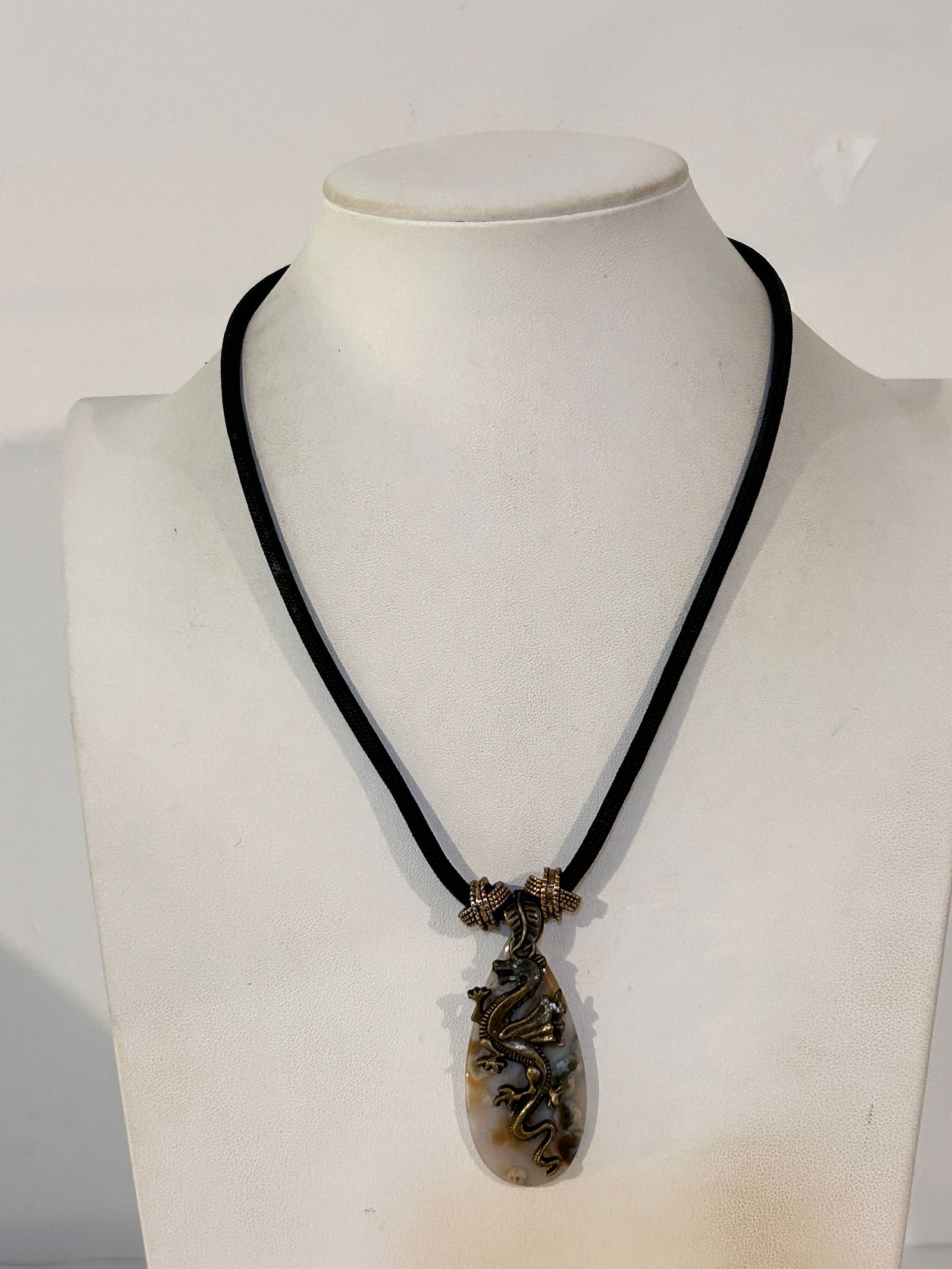 dragon pendant necklace with a brass or gold-toned dragon charm (1 of 5)