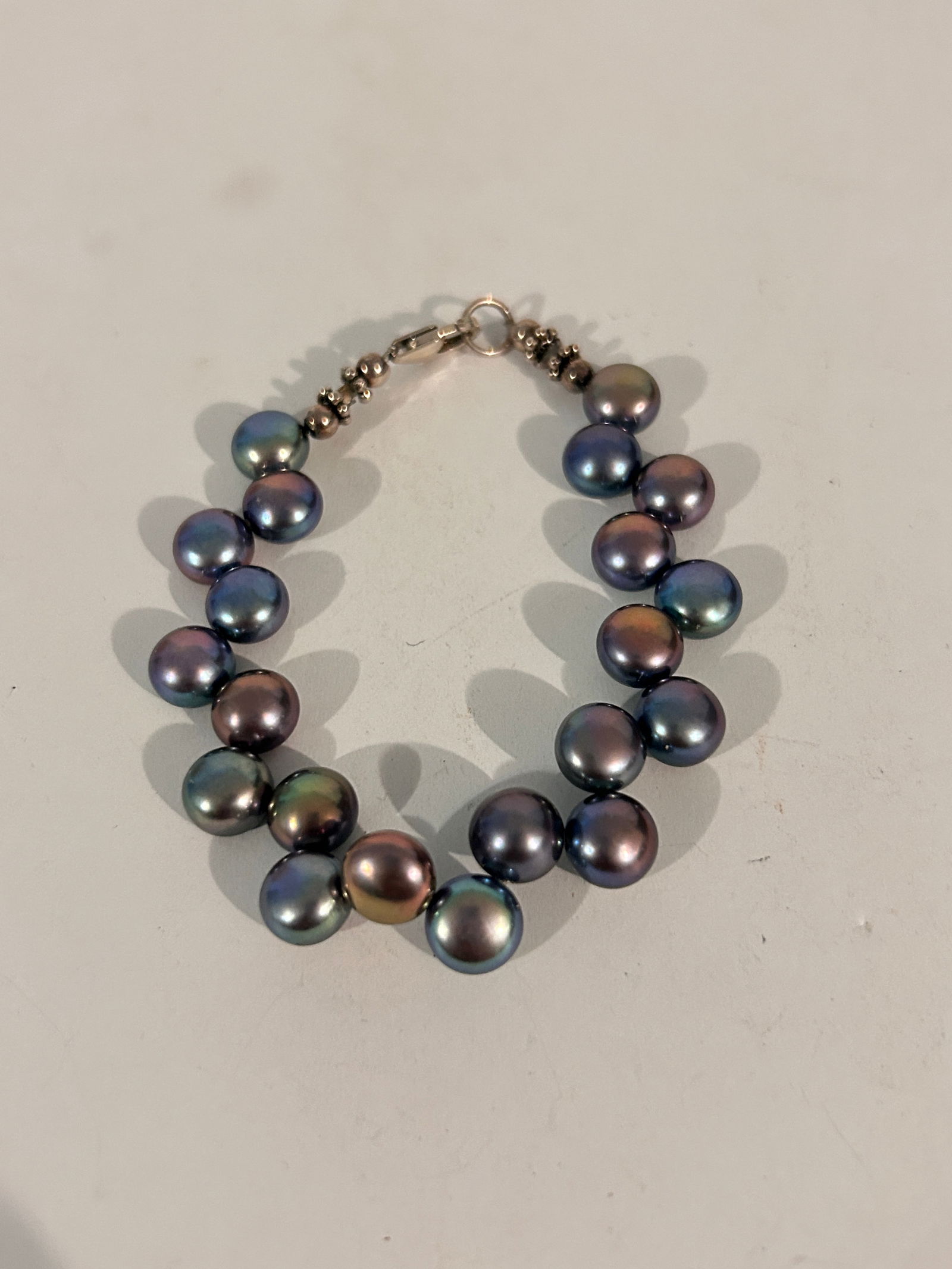 Vintage Sterling Silver Fresh Water pearl Bracelet 7" (1 of 4)