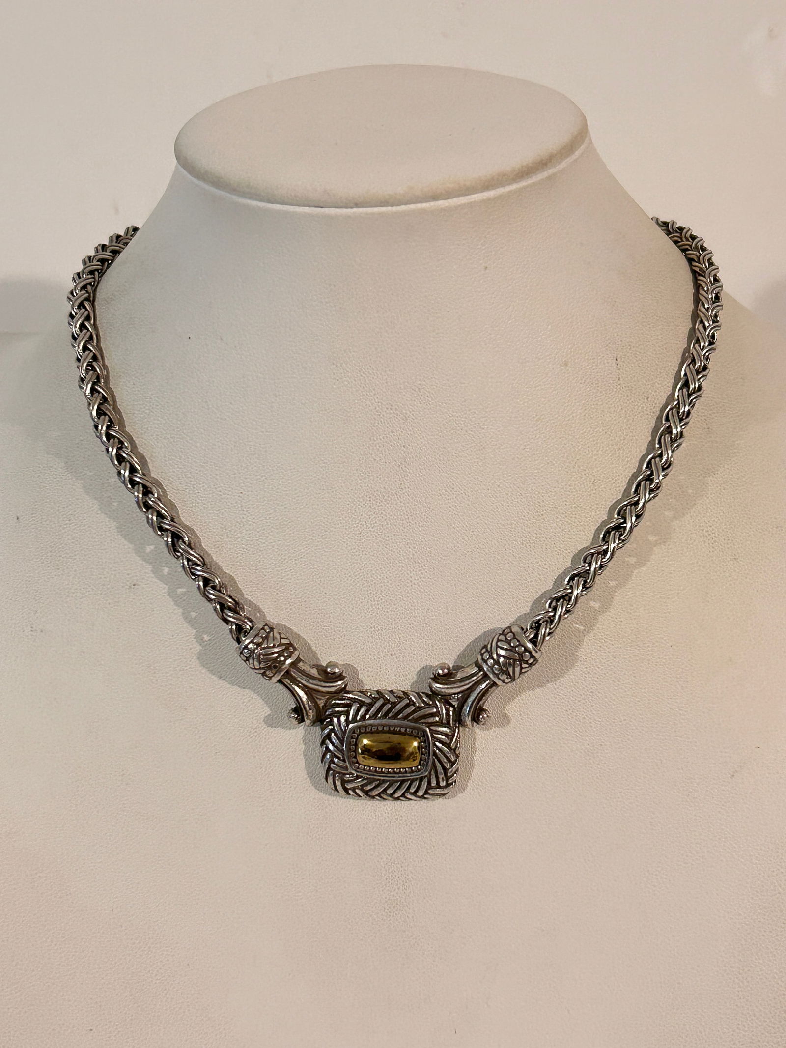 Brighton Chunky Silver and Gold Tone Collar Pendant Necklace 16" (1 of 6)