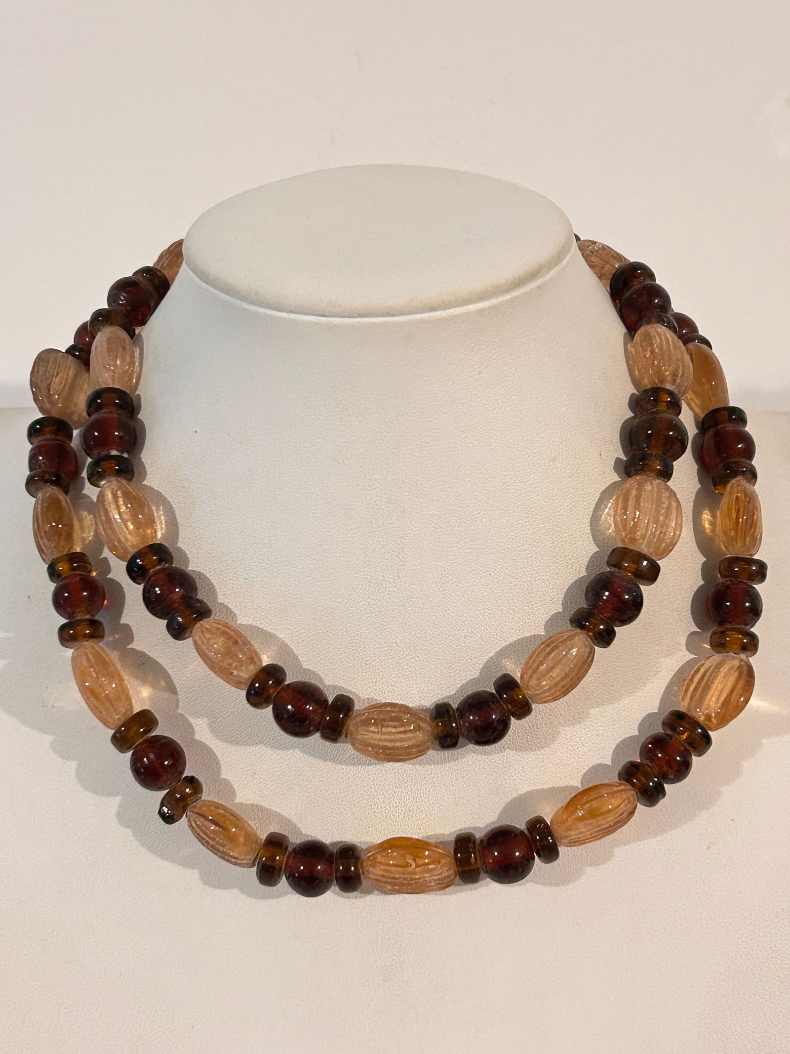 Vintage chunky brown glass beaded necklace 34" (1 of 5)
