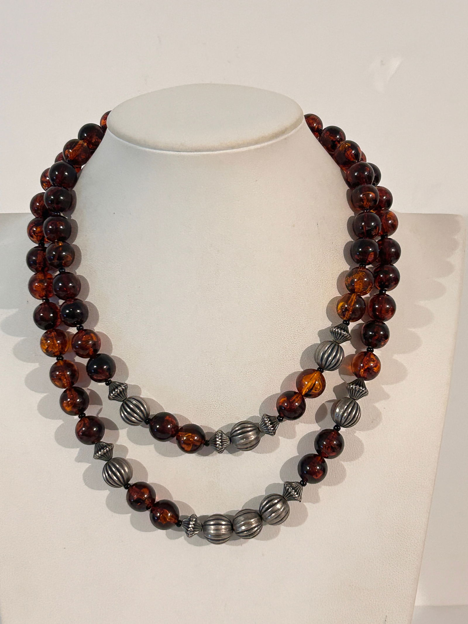 Vintage Faux Amber bead Necklace 15" (1 of 5)