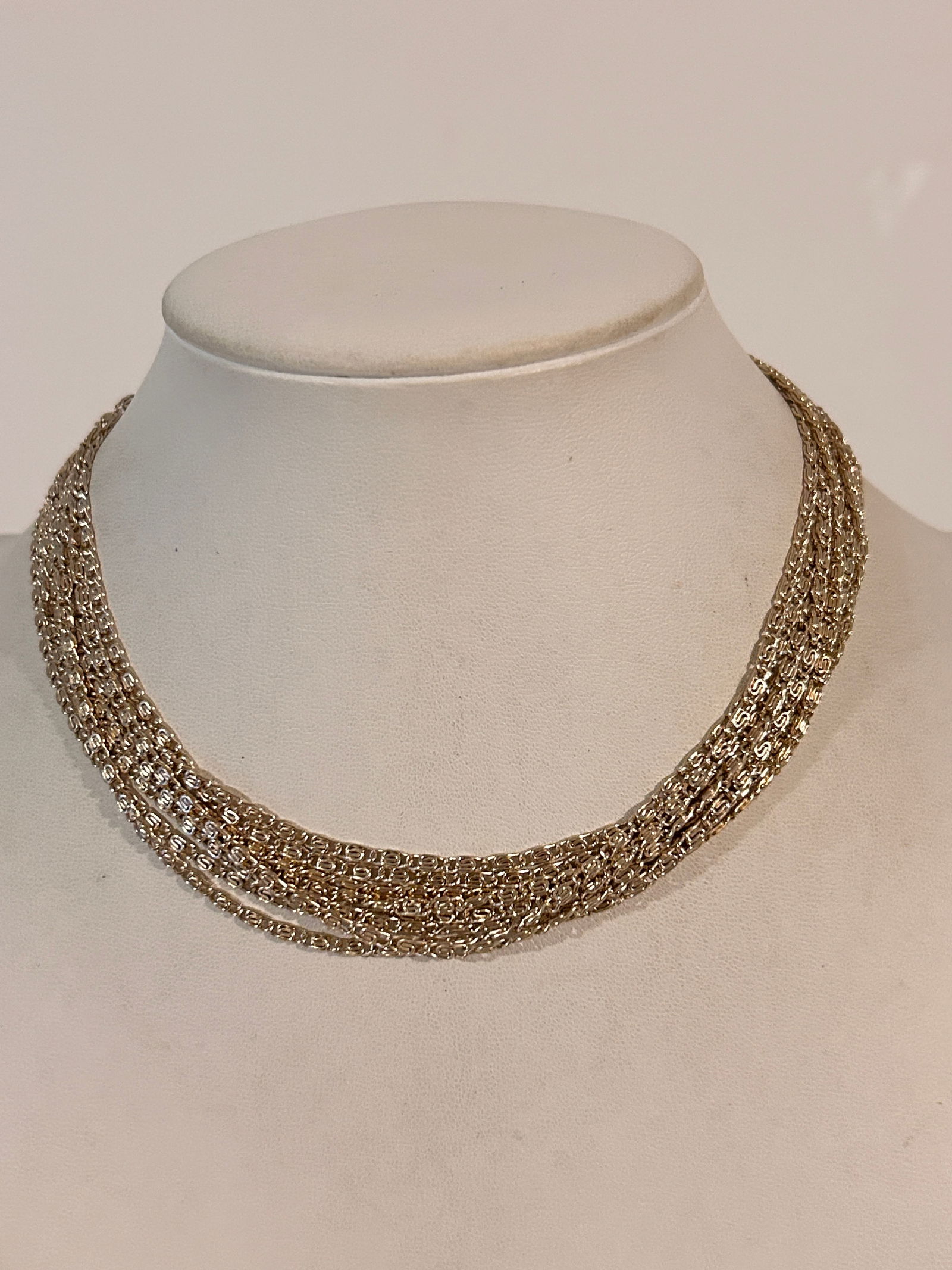 Vintage Sarah Cove multi strand silver choker Necklace 14" (1 of 4)