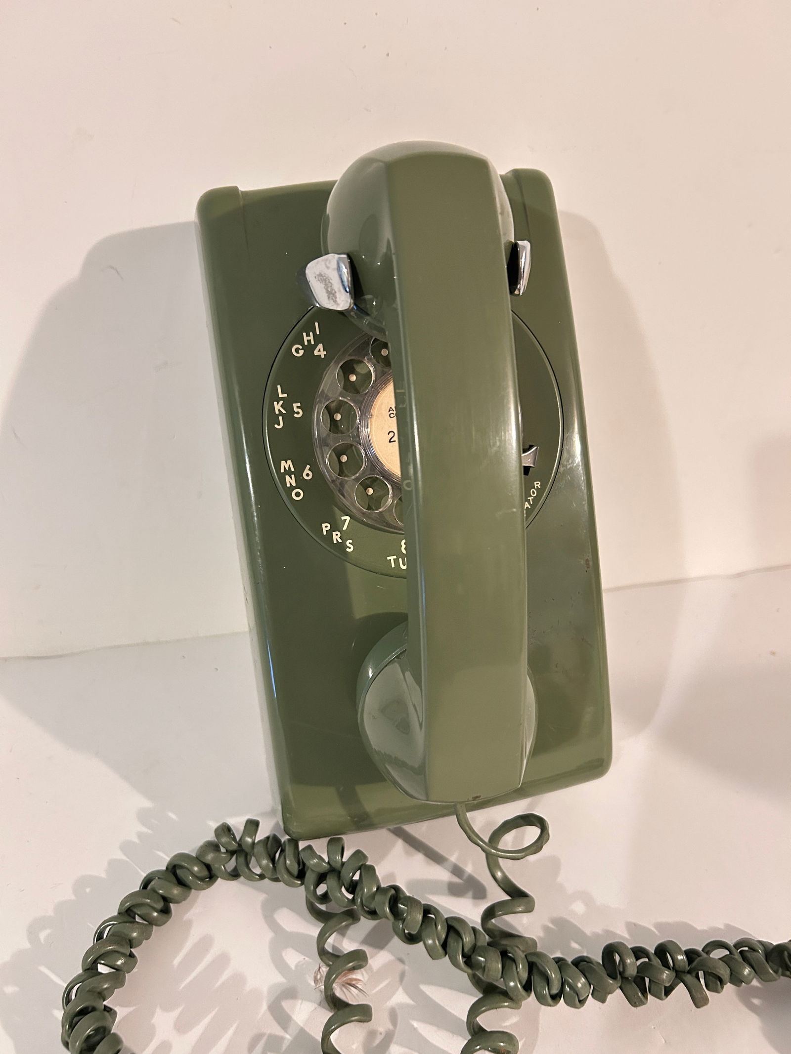 Antique Western Electric Rotary Wall Telephone Model 554 Original Moss Green Working (1 of 5)