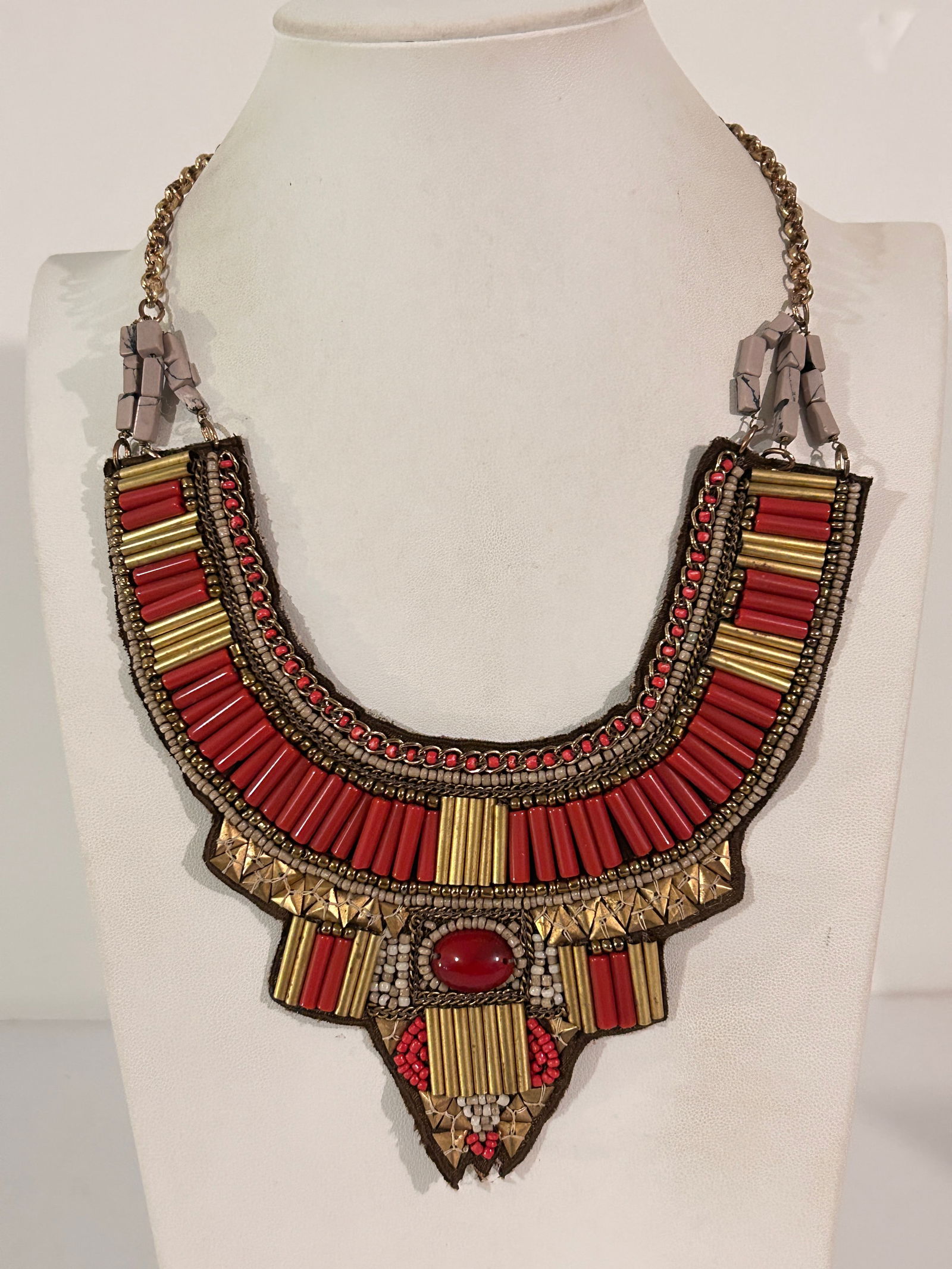 Signed Chico's Statement Tribal Necklace 18" (1 of 5)