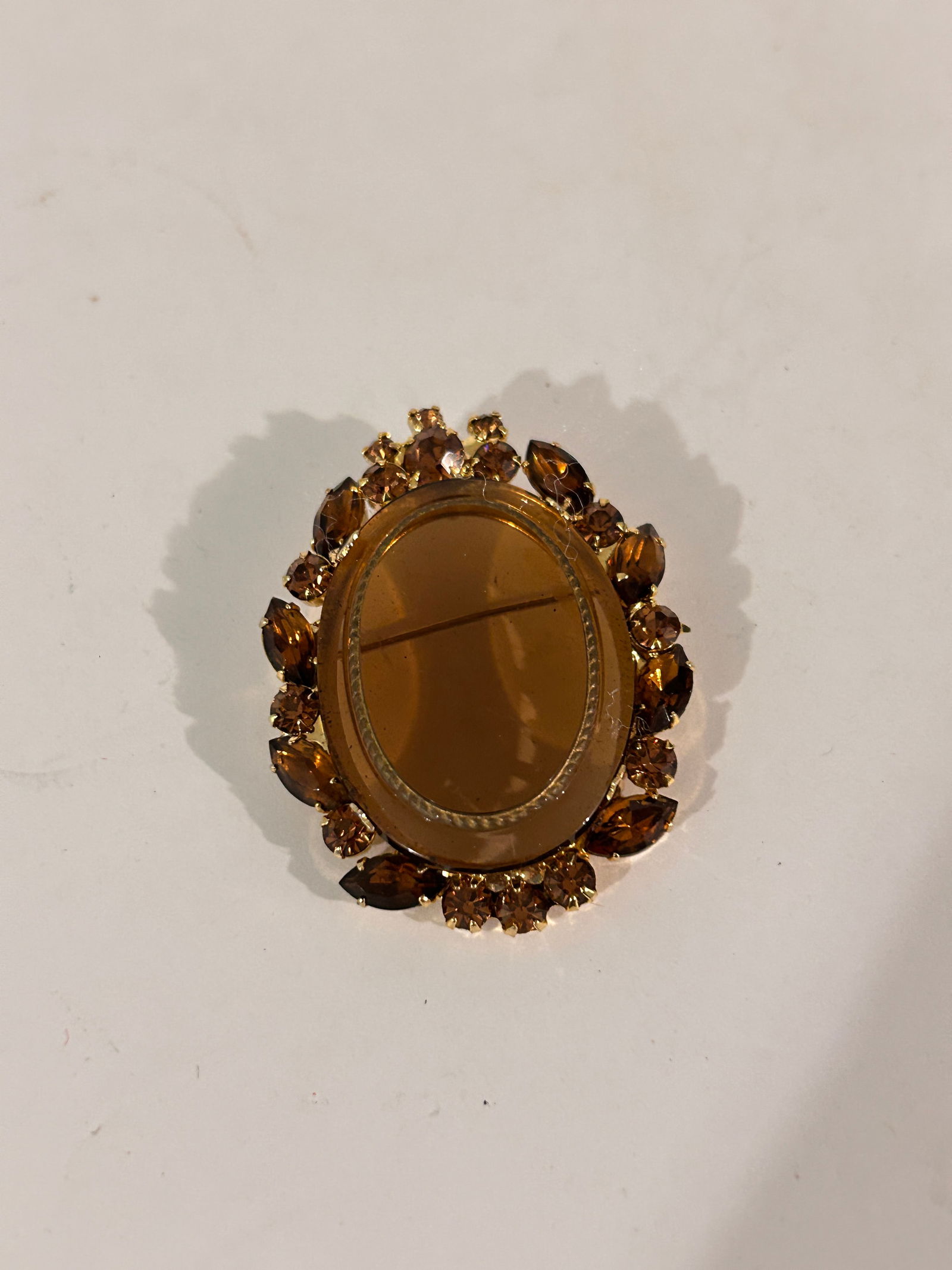 Juliana large crystal gold tone glass brooch/pendant unsigned (1 of 5)