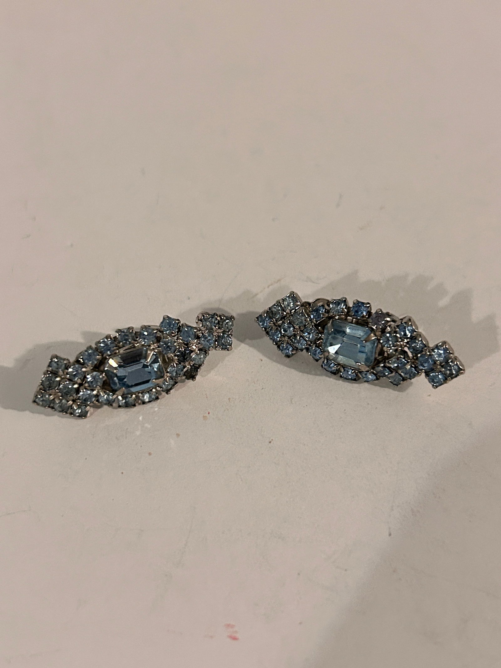 Vintage Blue Rhinestone Earrings (1 of 5)