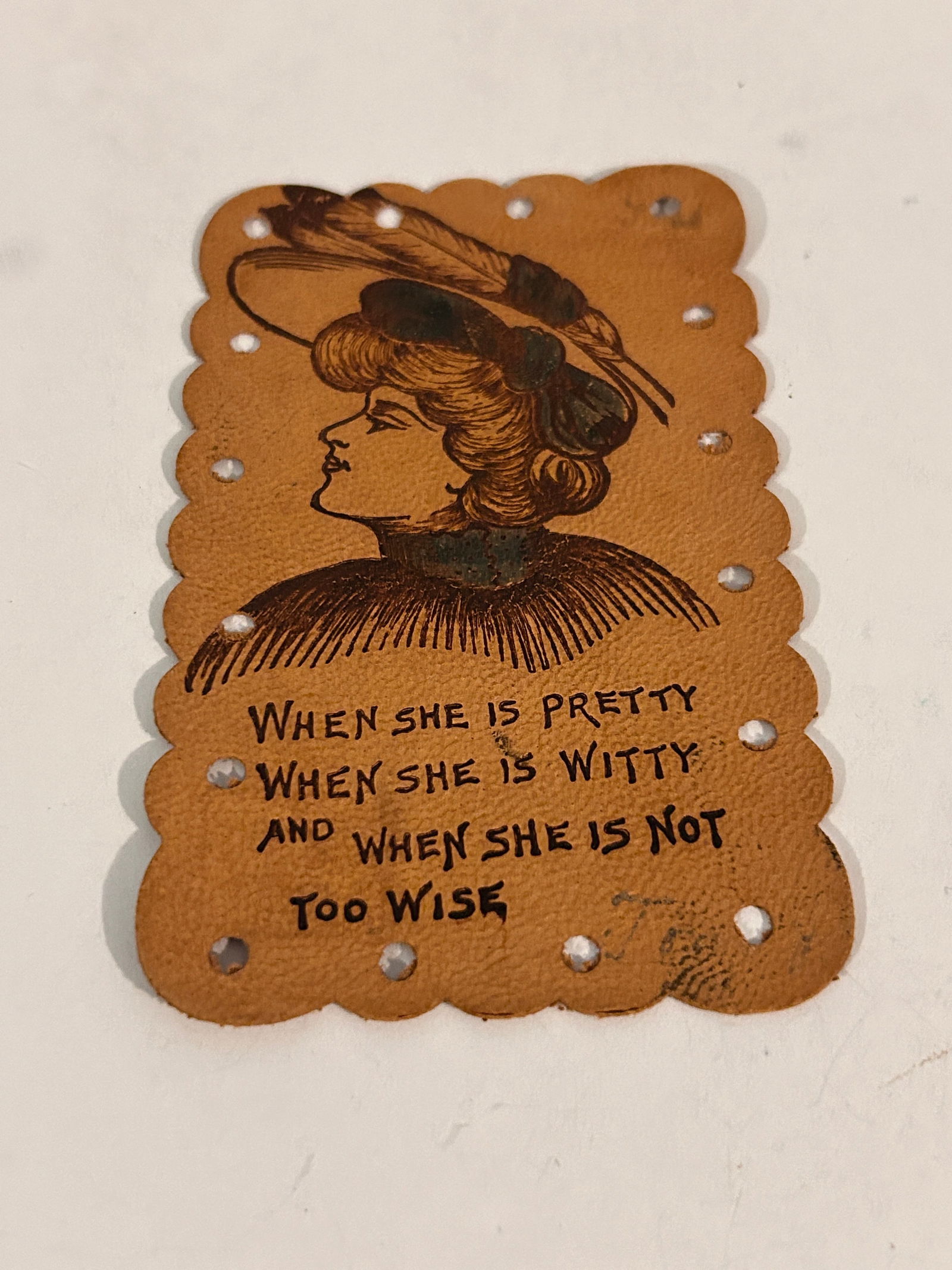 Vintage 2 cent stamp Leather Post card (1 of 3)