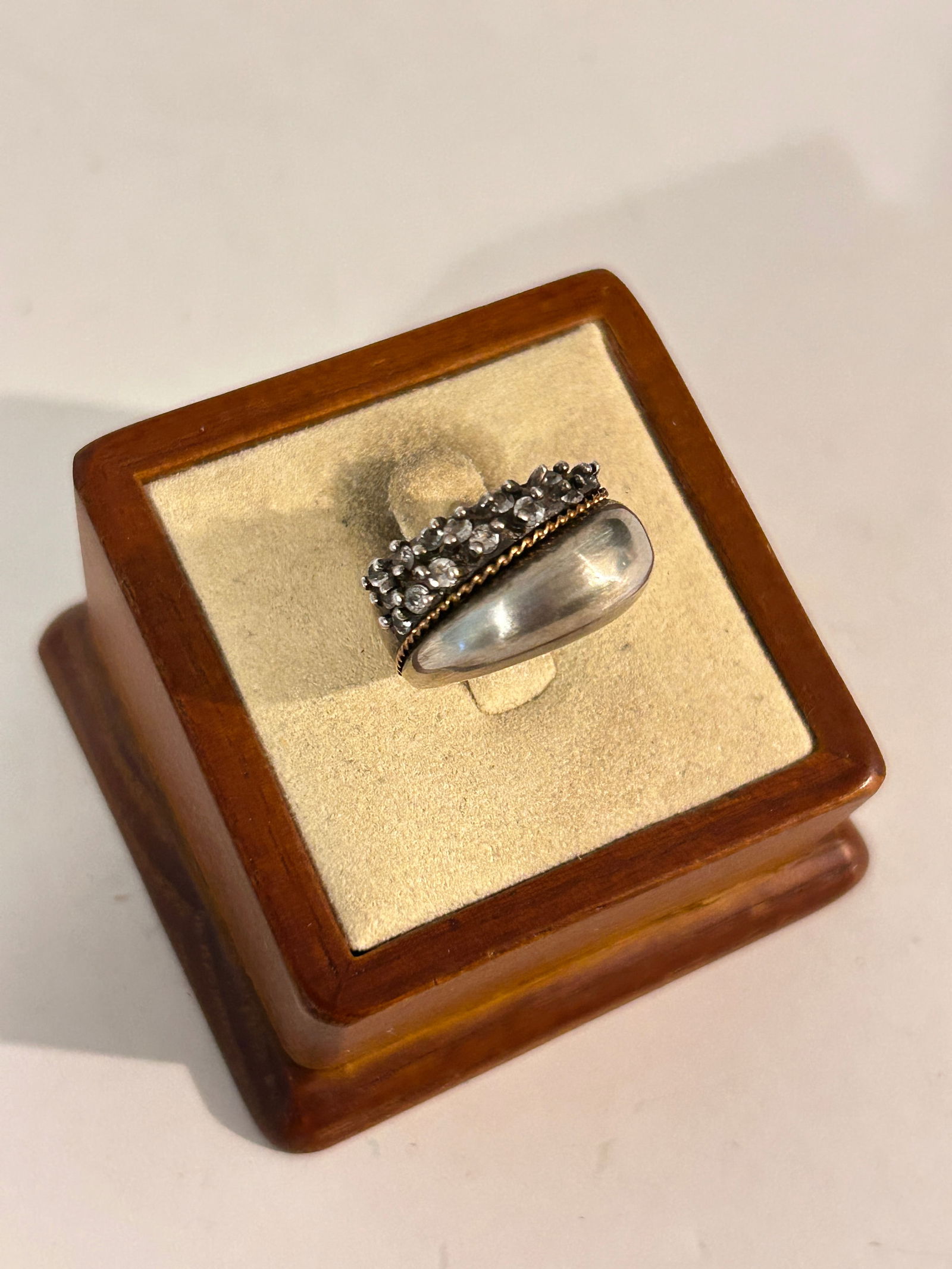 Vintage Sterling Silver 14K Gold Modernist Ring sz 5 (1 of 5)