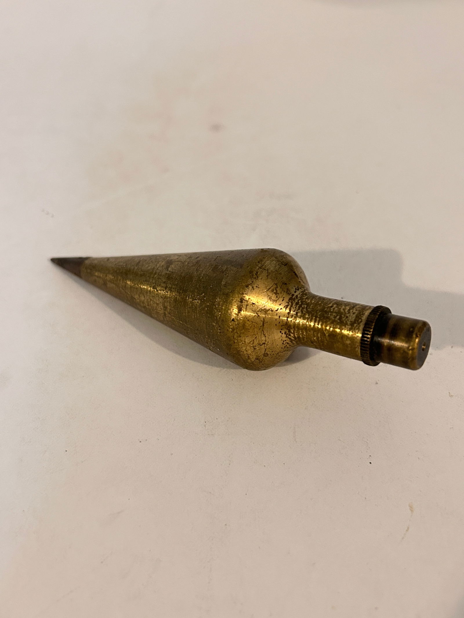 Vintage # 14 Surveyors Brass Plumb Bob Steel Tip Level Tool USA (1 of 4)