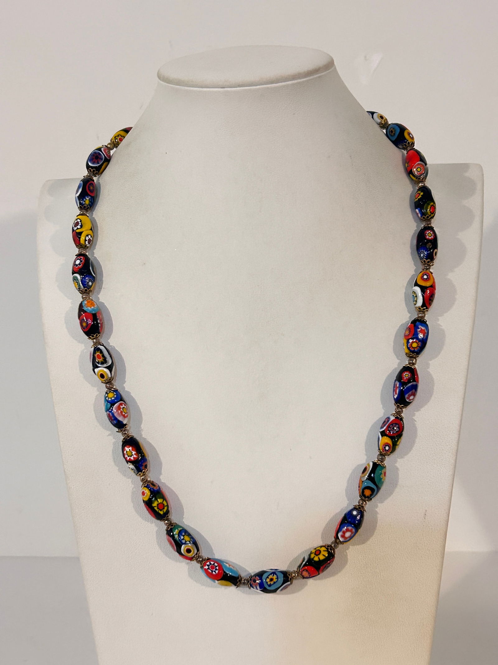 19" Vintage Venetian Murano Millefiori Bead Necklace Colorful 24" (1 of 5)