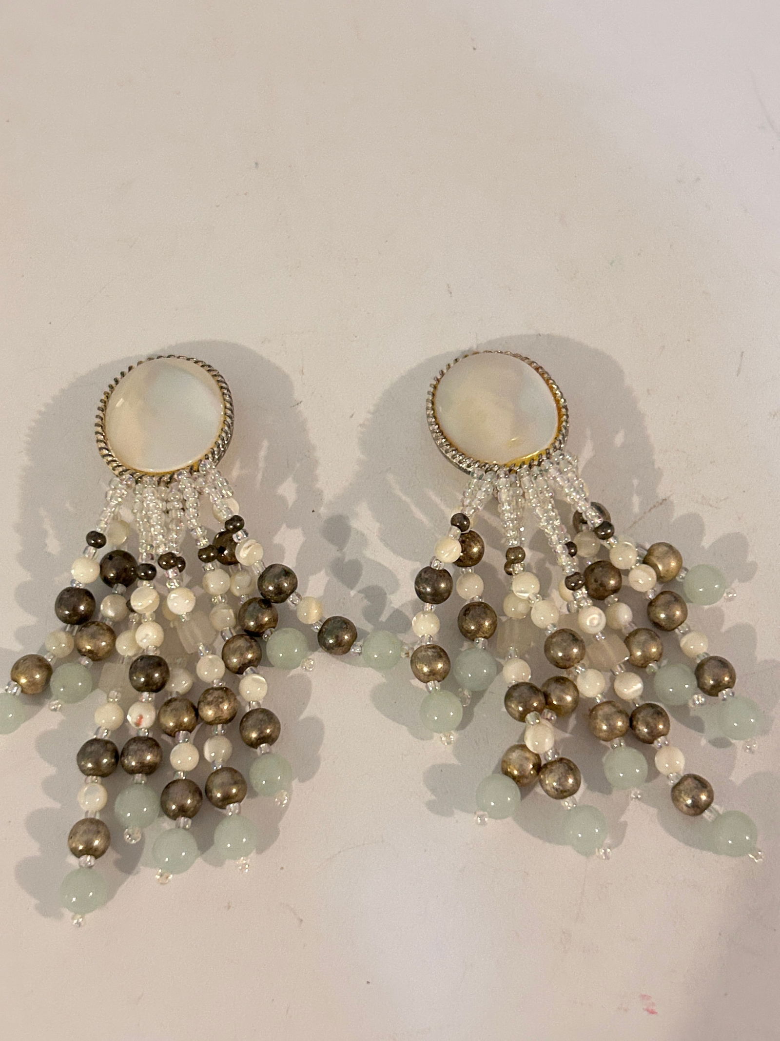 Vintage mother of pearl multi bead Earrings (1 of 4)