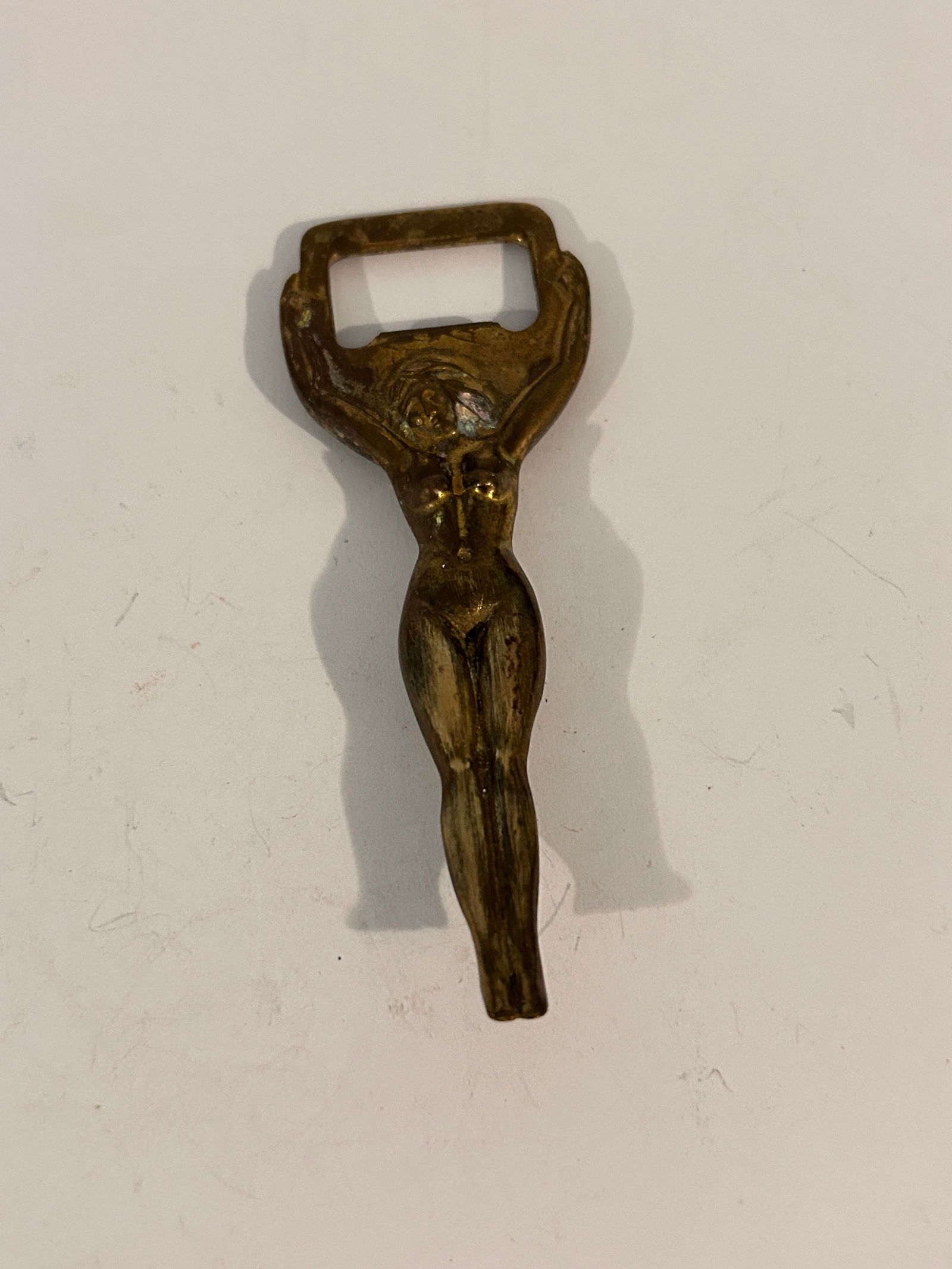 Vintage 1930s Art Deco Brass Nude Lady Bottle Opener – Retro Barware 4 1/4" (1 of 4)