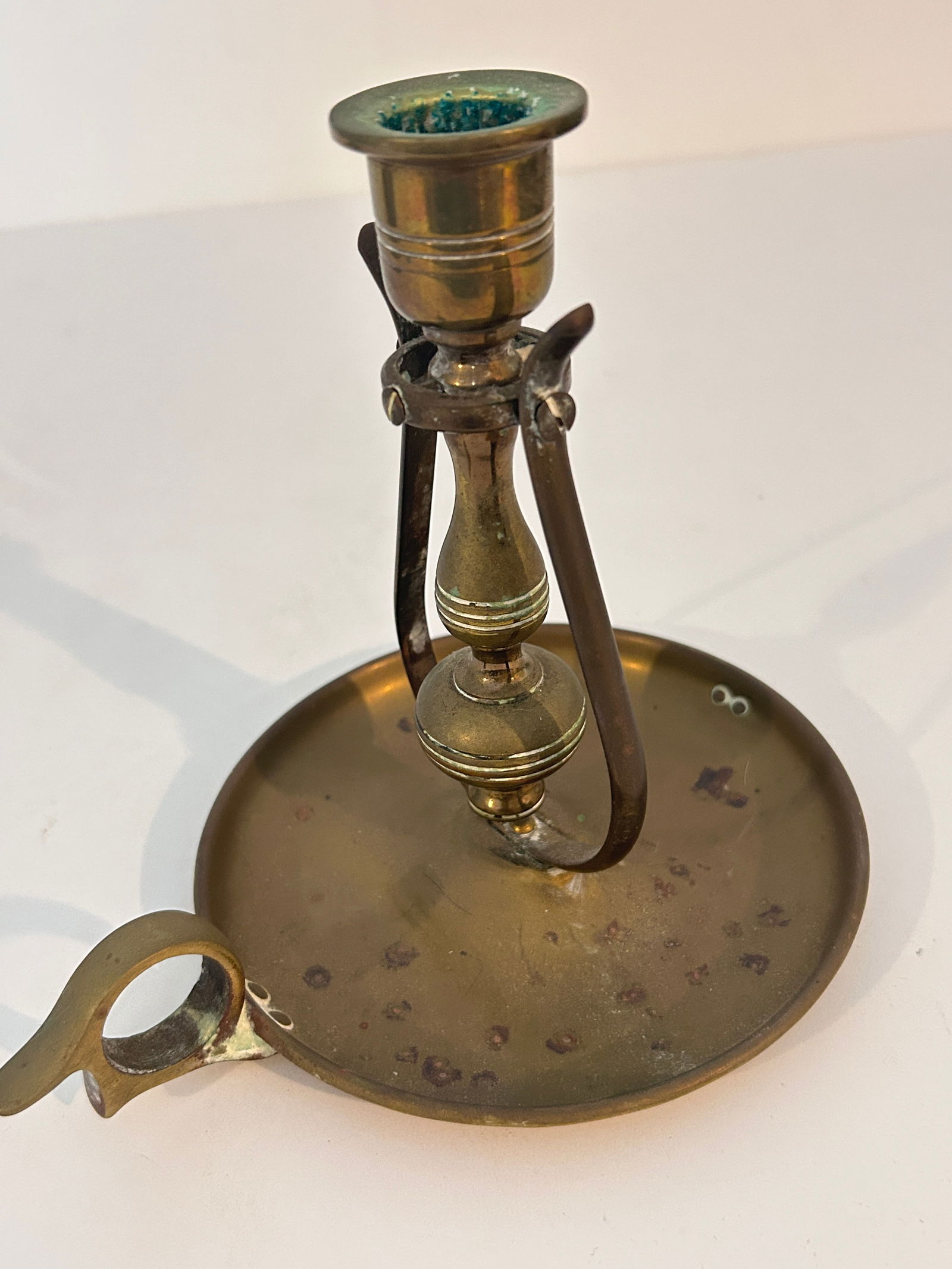 Antique Brass Chamberstick Candle Holder Vintage 18th/19th Century Table or Wall Holder (1 of 7)