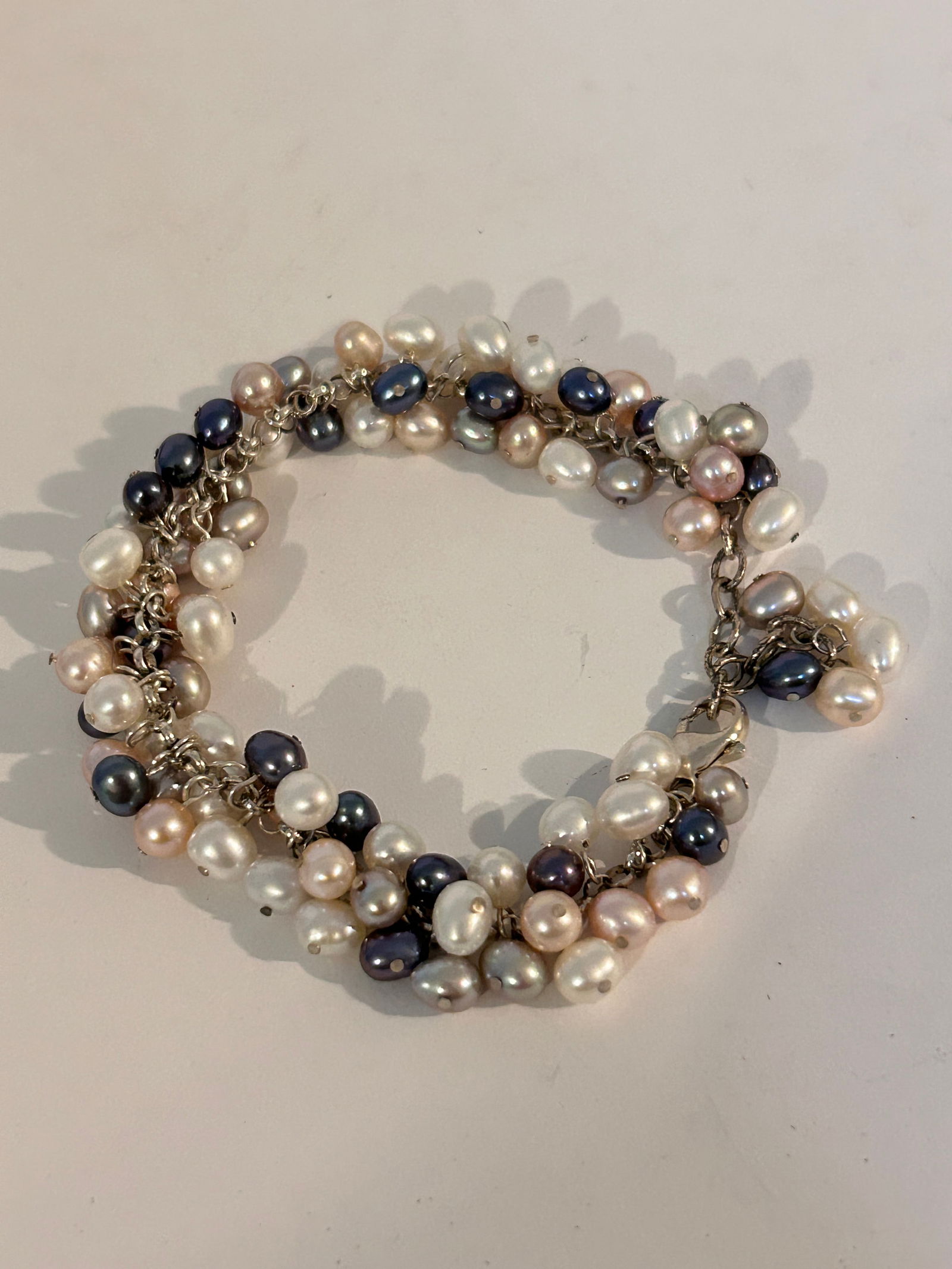 Honora 925 sterling silver cultured pearl Bracelet 8" (1 of 4)
