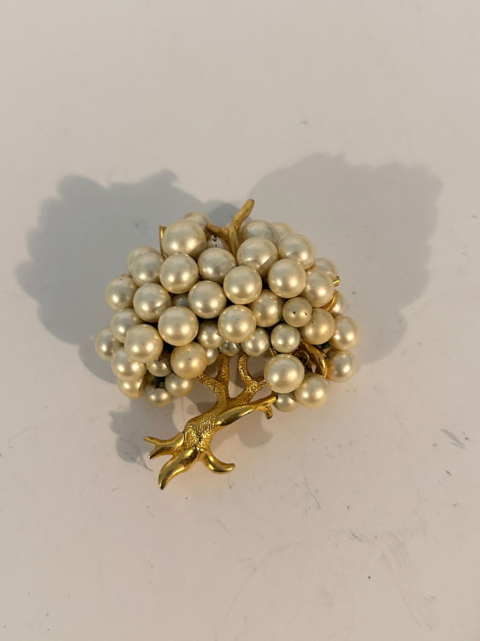 Vintage Boucher Brooch Gold Tone Tree Branch Pearls Rare 8853P (1 of 6)