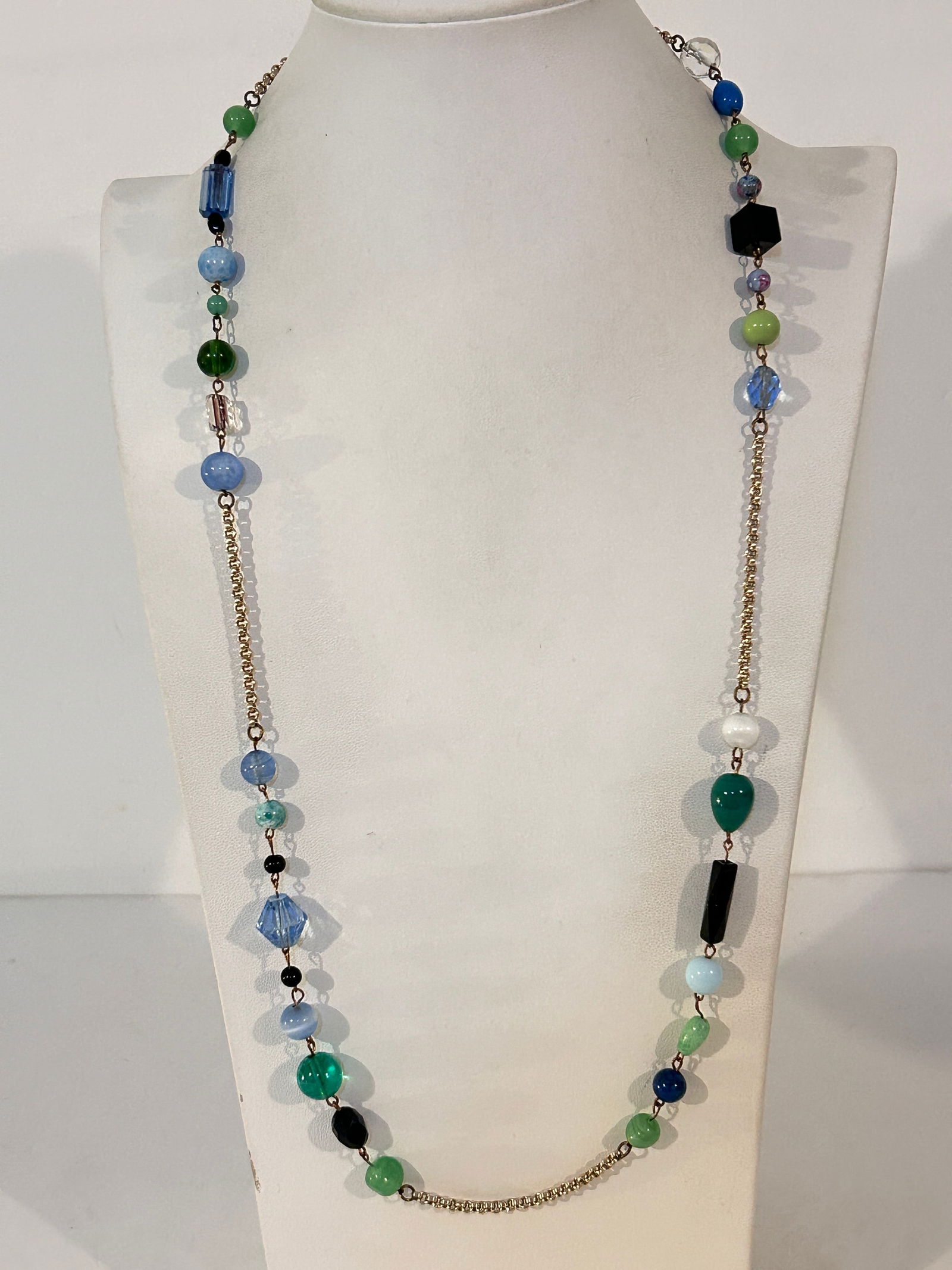 Vintage Multi Colored Glass Bead Necklace 30" (1 of 3)