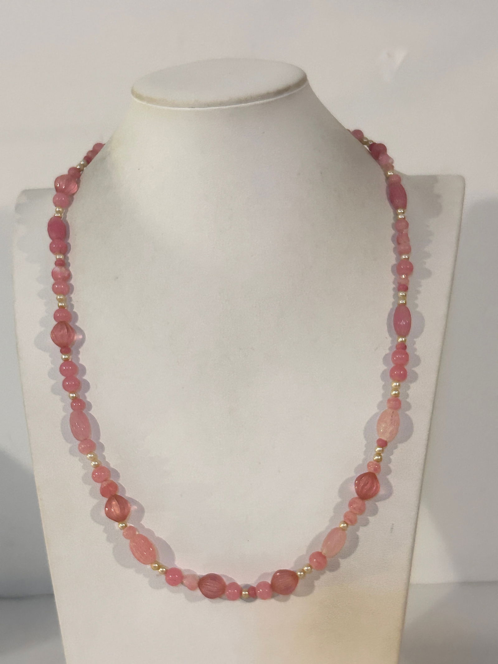 Vintage Pink bead Necklace 24" (1 of 5)