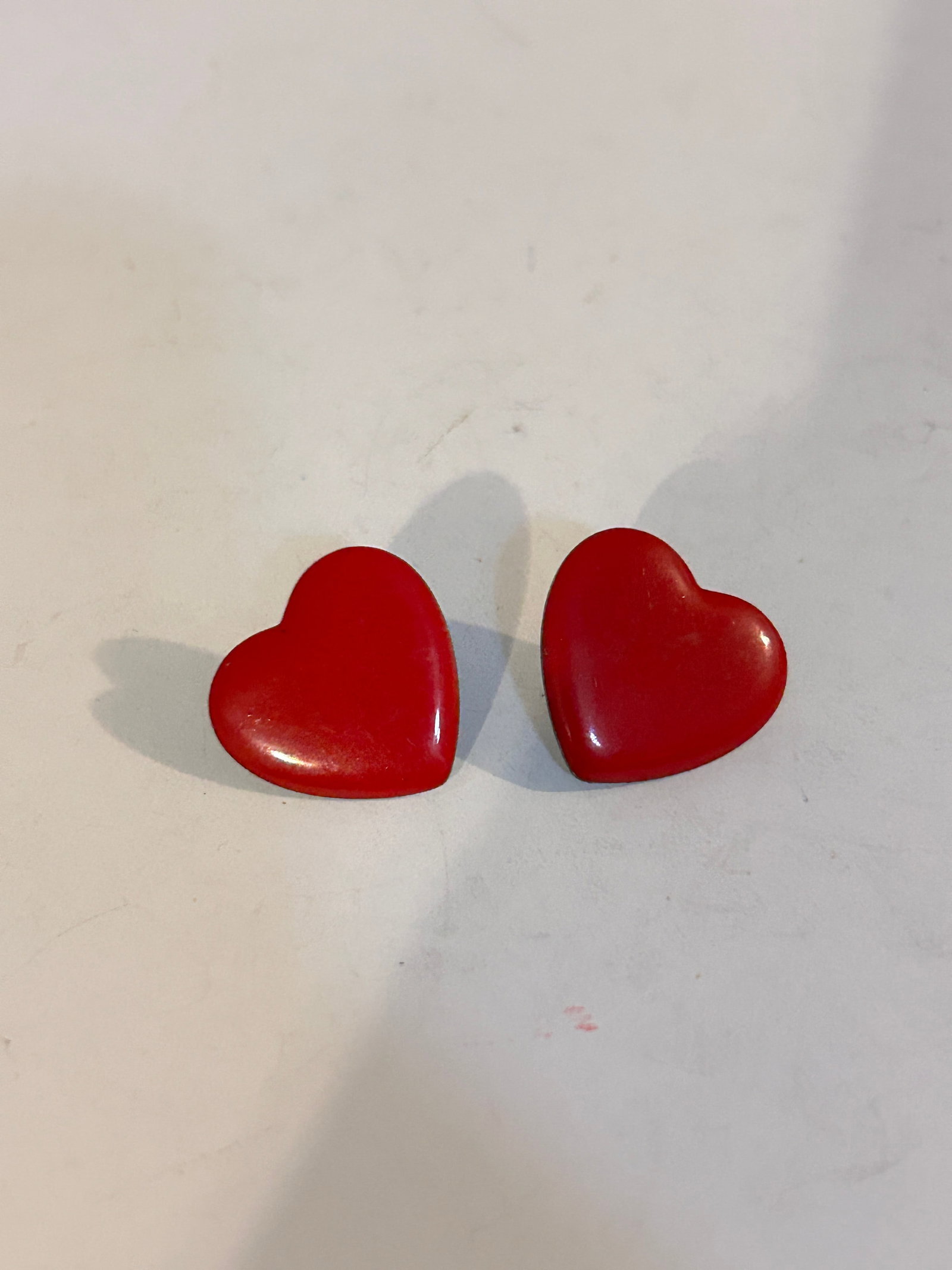 Vintage Red Enamel heart Earrings (1 of 5)