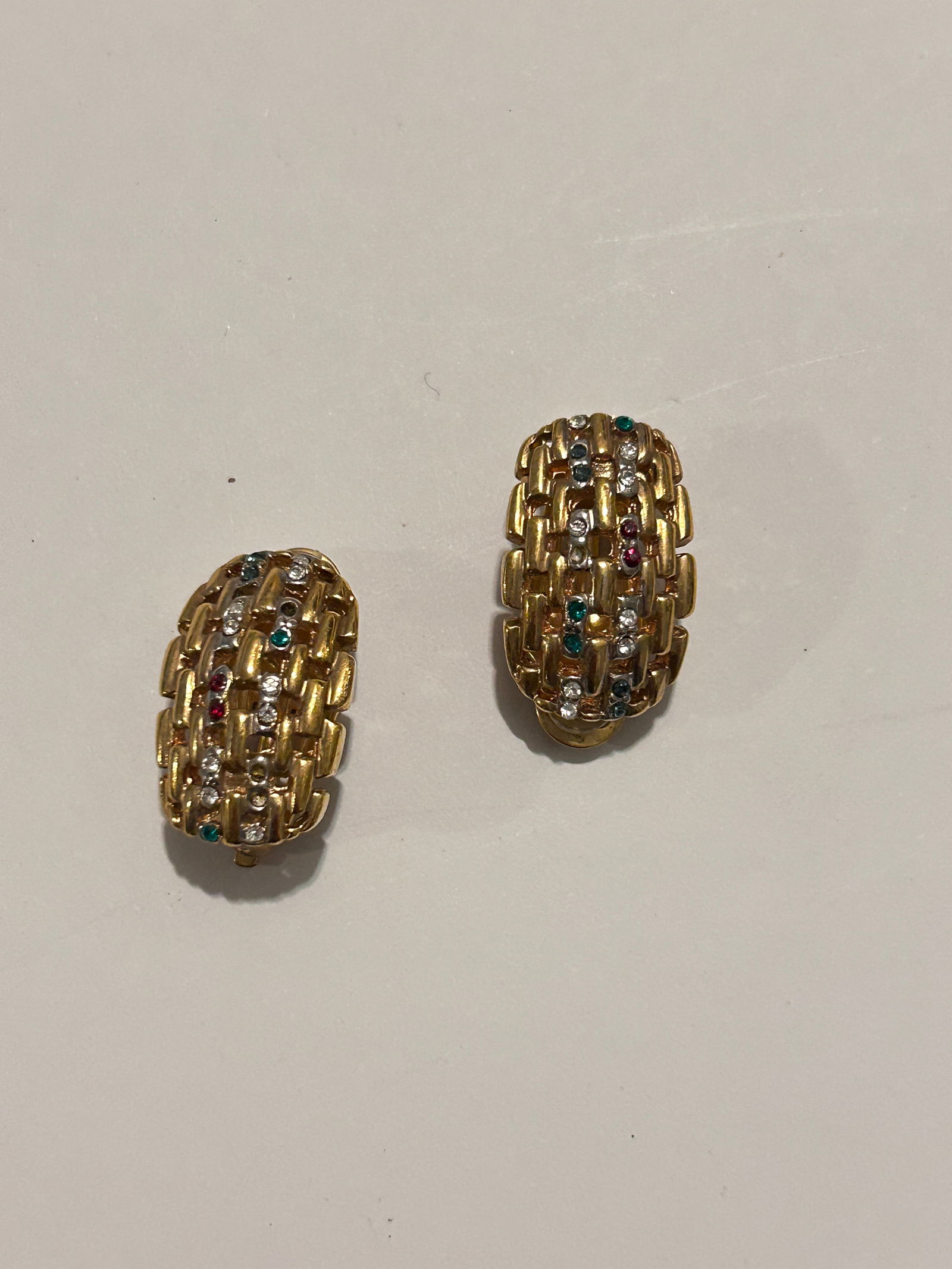 Vintage Goldtone Fashion Earrings missing some stones (1 of 3)