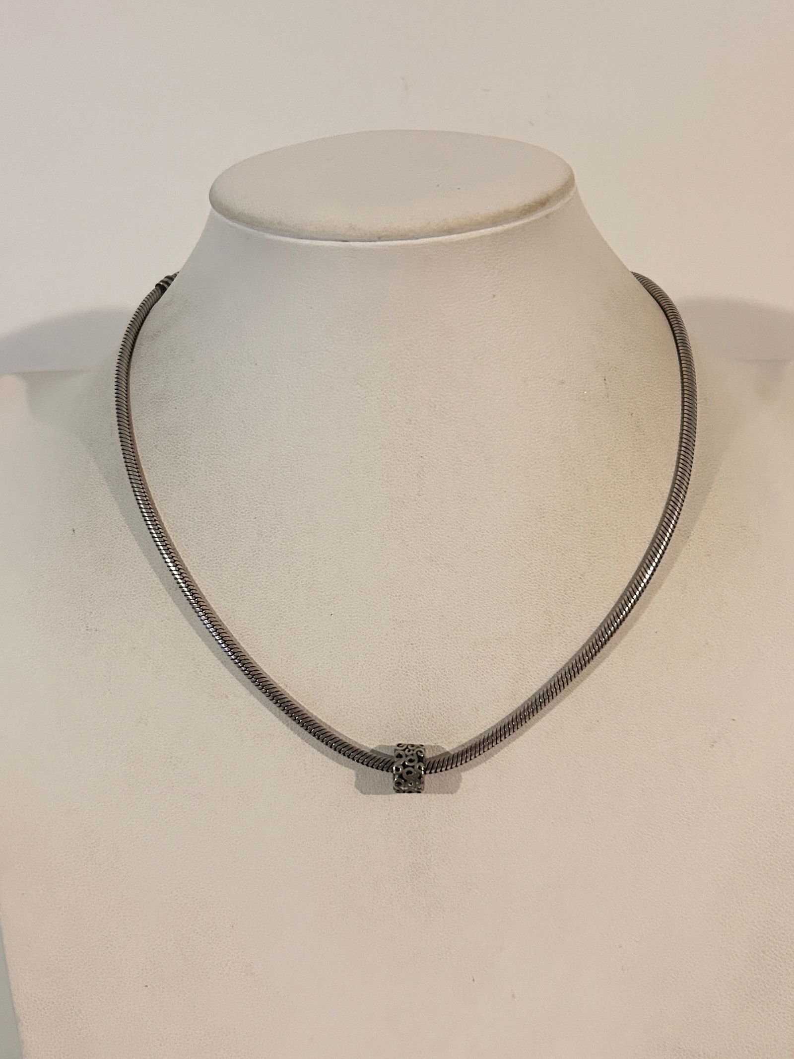 Authentic Pandora Sterling Silver Barrel Clasp Snake Chain Necklace 18" (1 of 5)