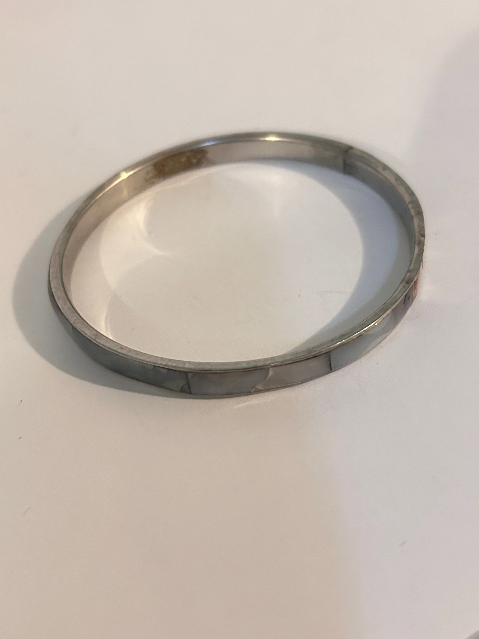 Vintage Abalone Bangle Bracelet 1/4" Wide 7" (1 of 4)