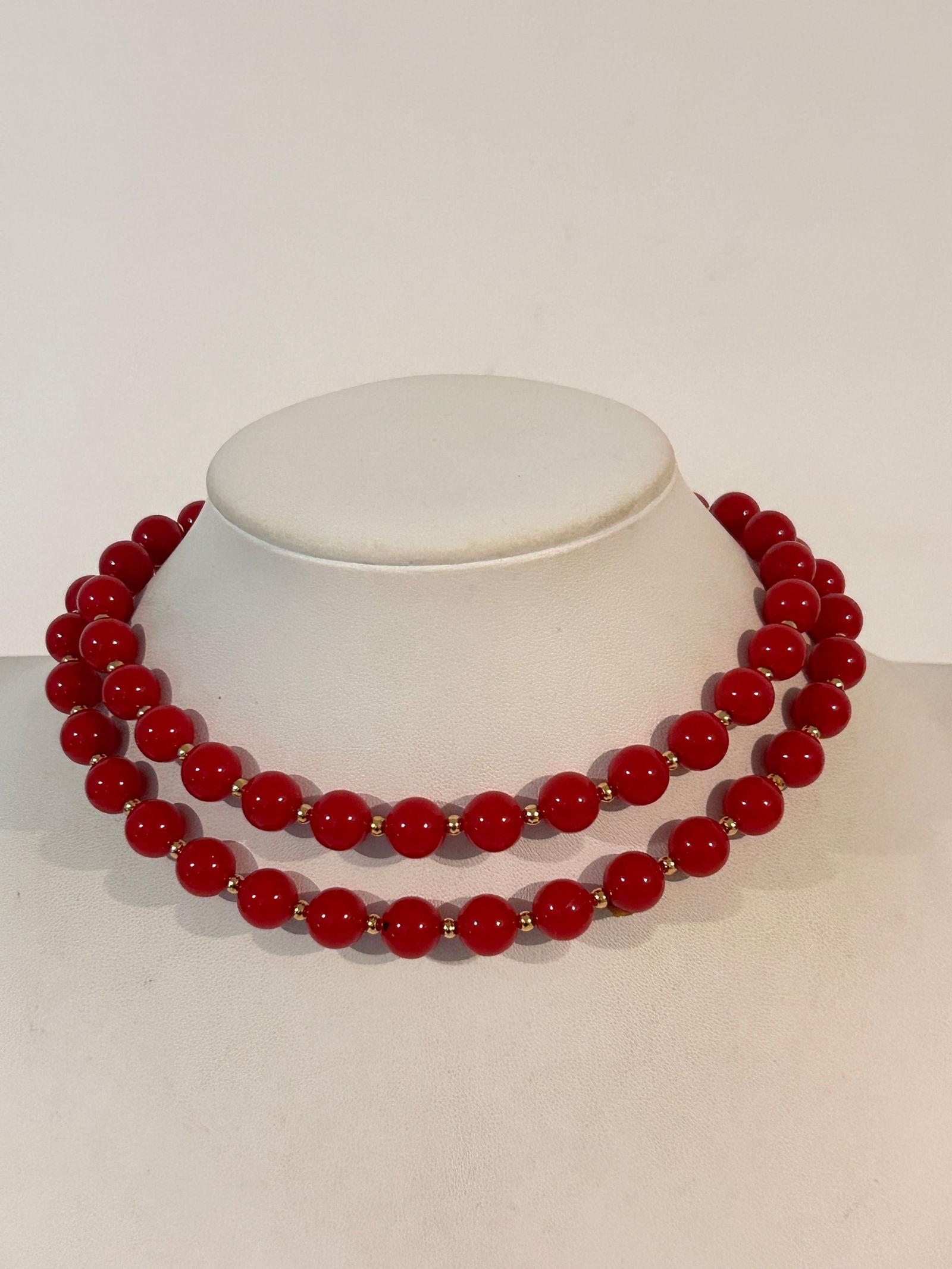Vintage Red Beaded Necklace 30" (1 of 4)