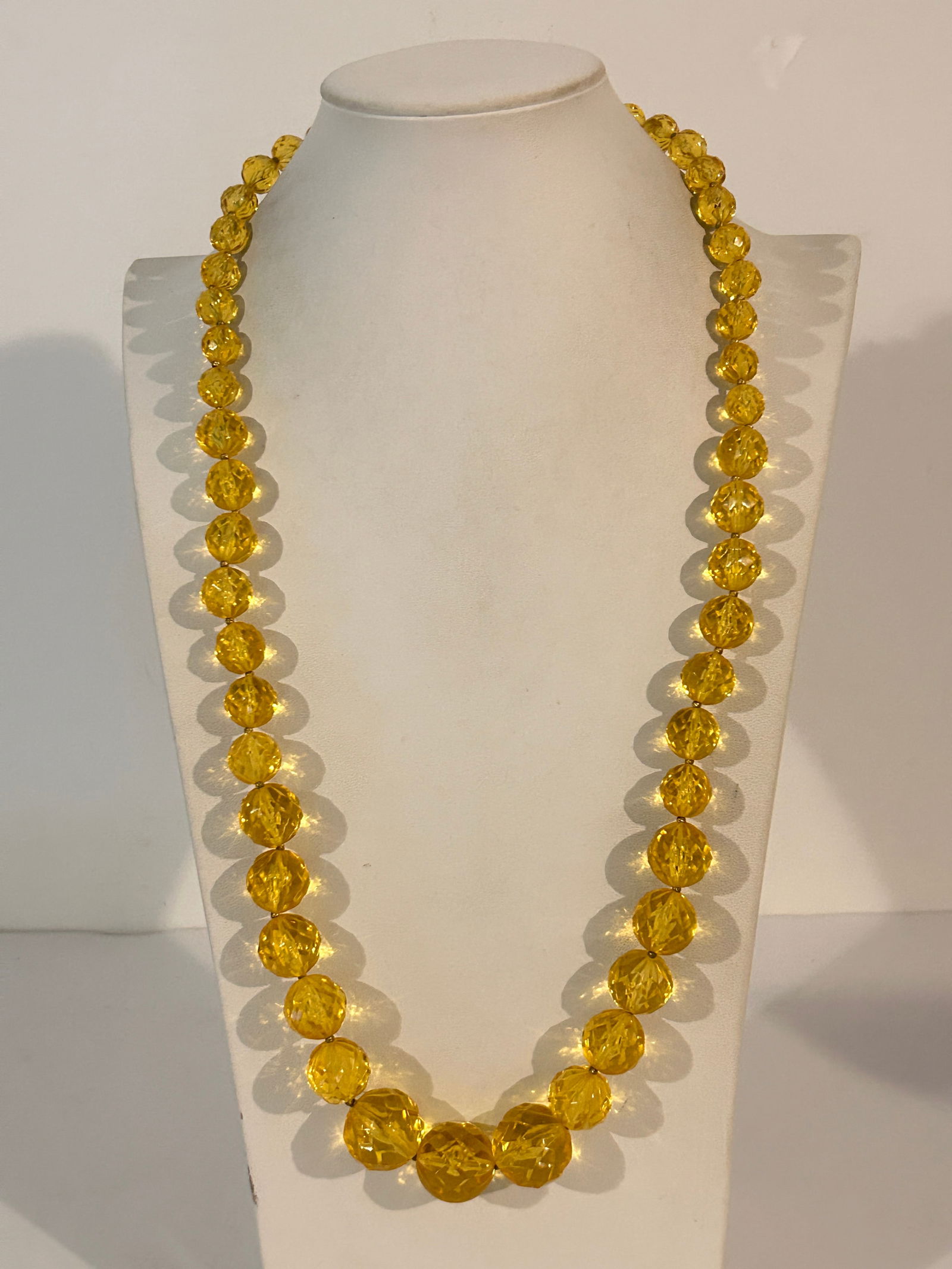 Vintage Yellow Acrylic bead Necklace 30" (1 of 5)