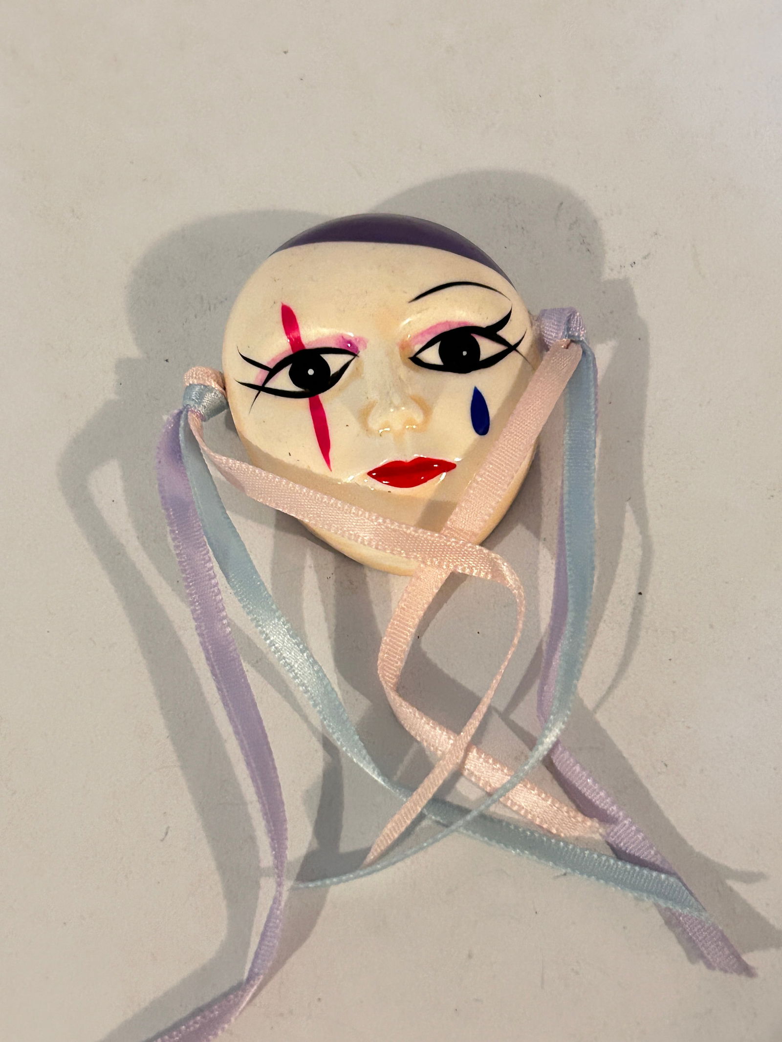 Vintage Ceramic Face Brooch (1 of 5)