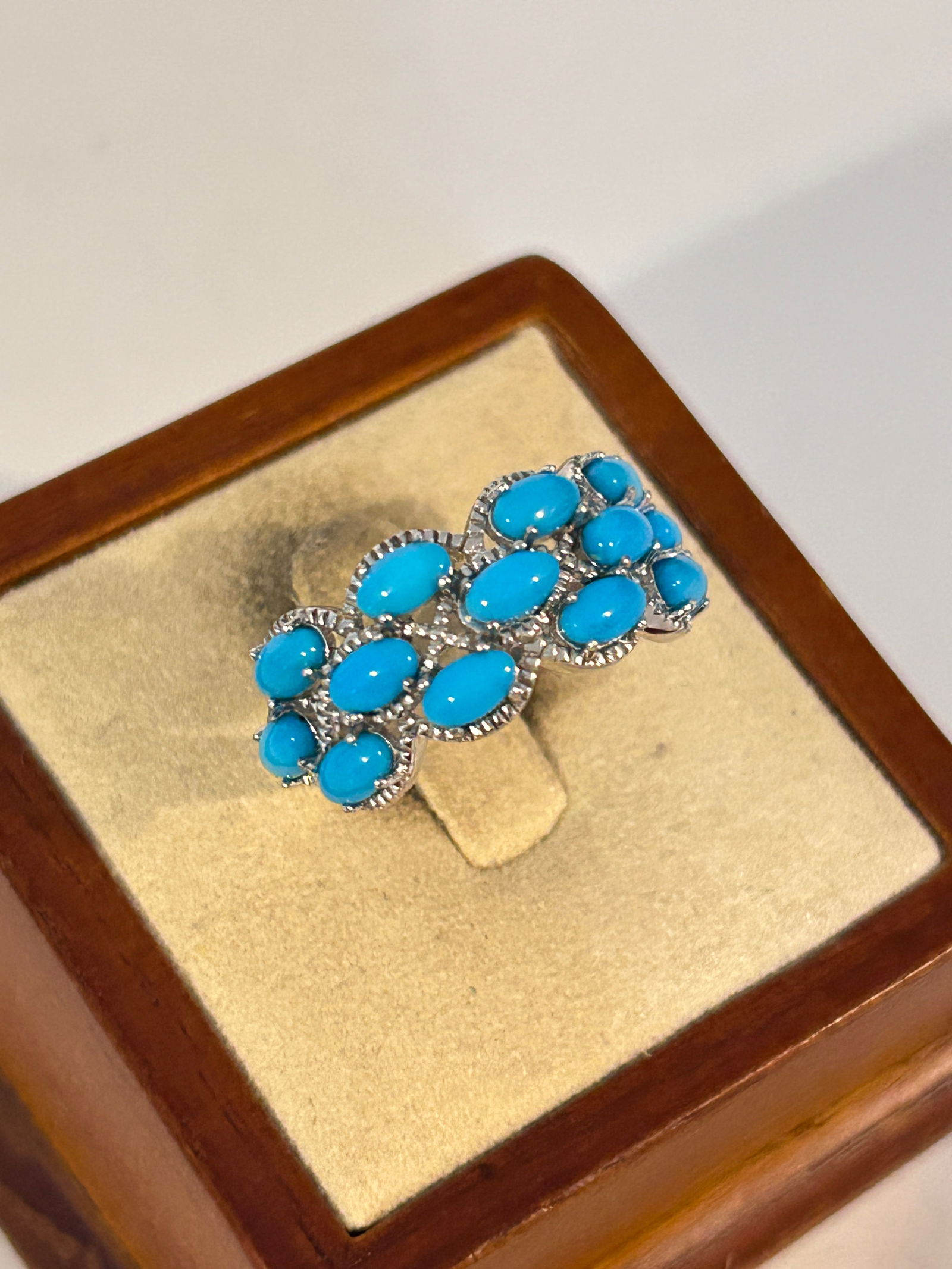 Sterling Silver faux Turquoise Ring sz 8 (1 of 4)