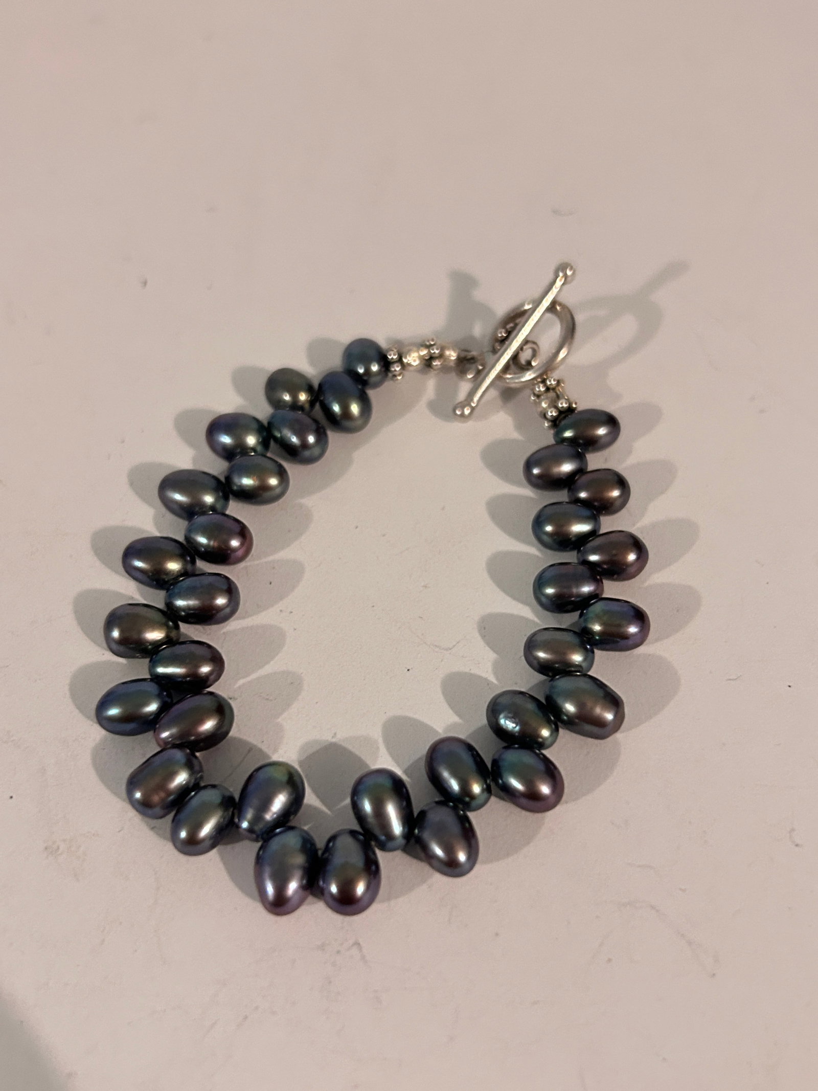 Vintage Sterling Silver Fresh Water pearl Bracelet 7" (1 of 5)