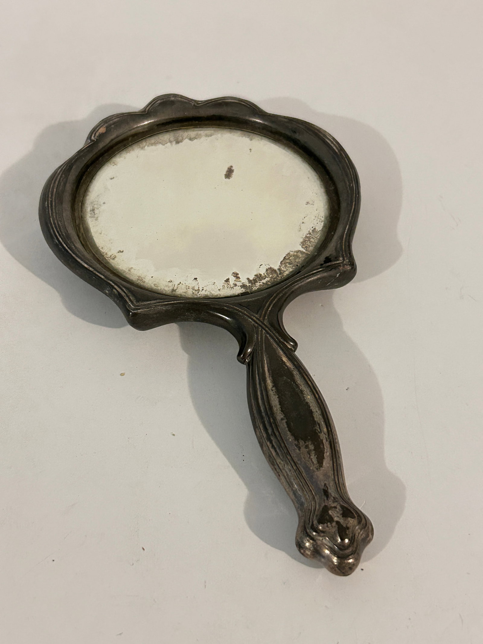 Antique Mirror Early 1900's Handheld Vanity Floral check back for defect (1 of 5)