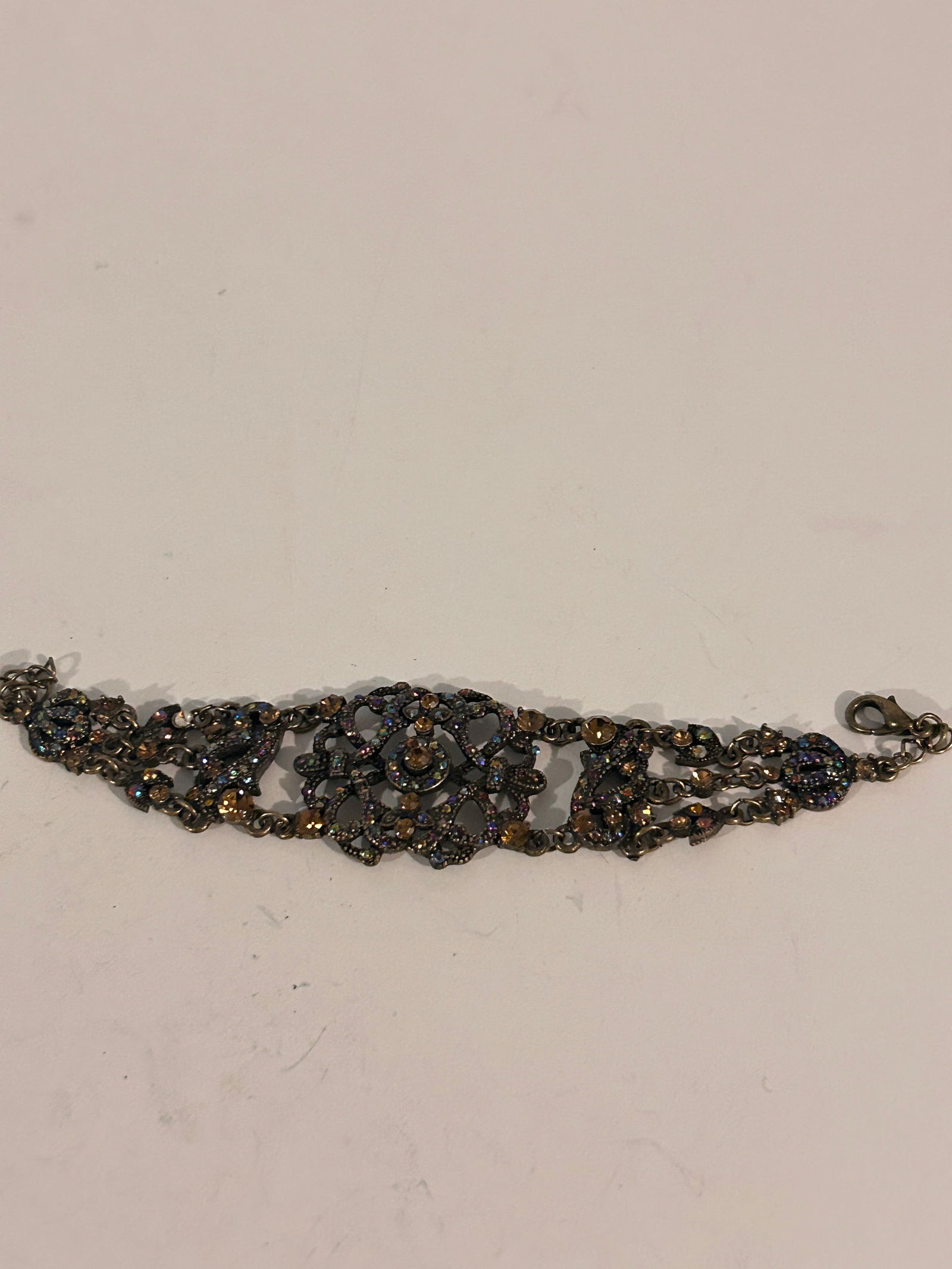 VCLM Victorian-Style Crystal Amber Rhinestone Bracelet 7": VCLM Victorian-Style Crystal Amber Rhinestone Bracelet 7" Please view all photos as they are part of the description and condition of this Item, Feel free to contact me with questions or picture reque