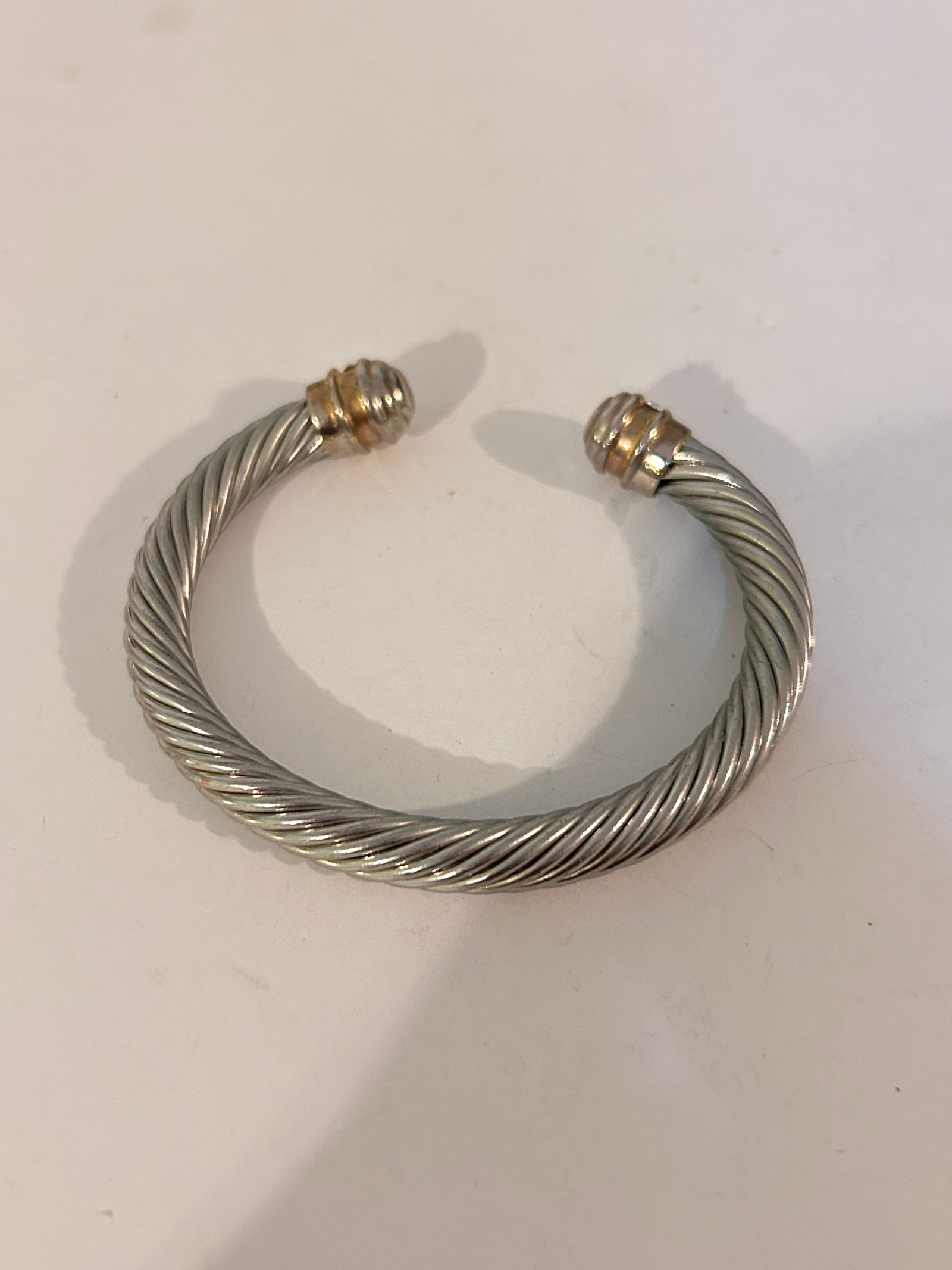 Premier Design Silver Tone Cable Twisted Rope Classic Open Cuff Bangle Bracelet 7" (1 of 4)