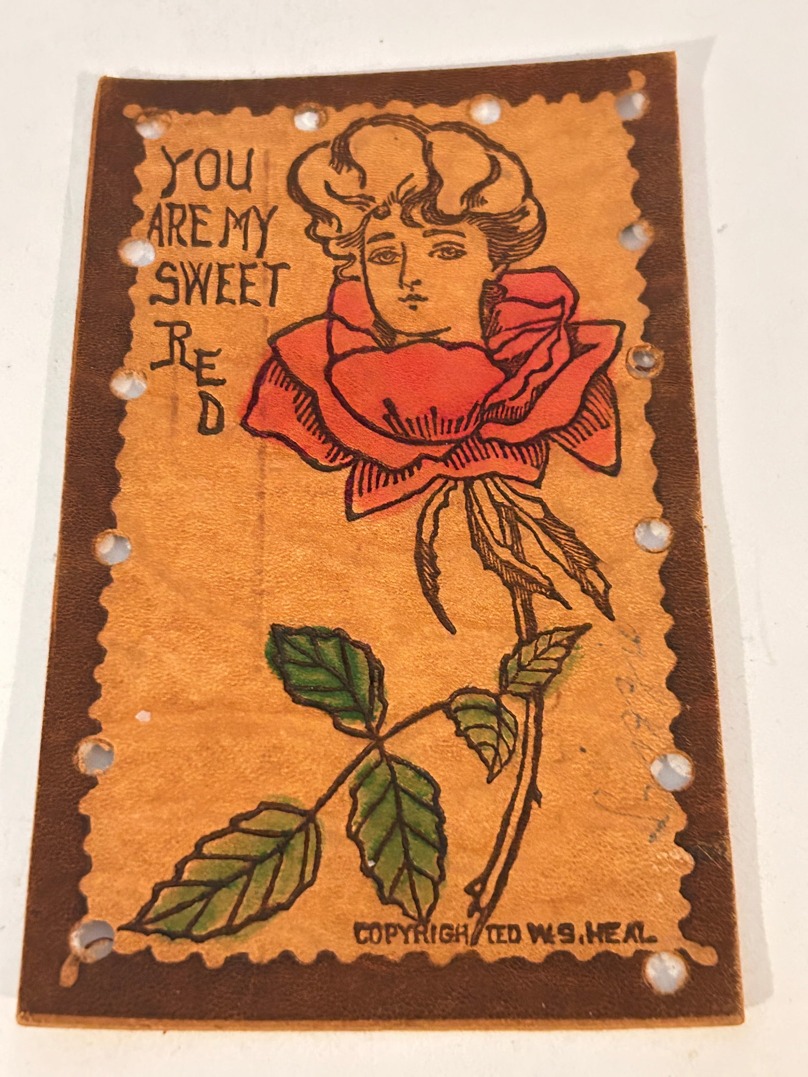 Vintage Leather Post Card: Vintage Leather Post Card Please view all photos as they are part of the description and condition of this Item, Feel free to contact me with questions or picture requests! Used Item AS IS