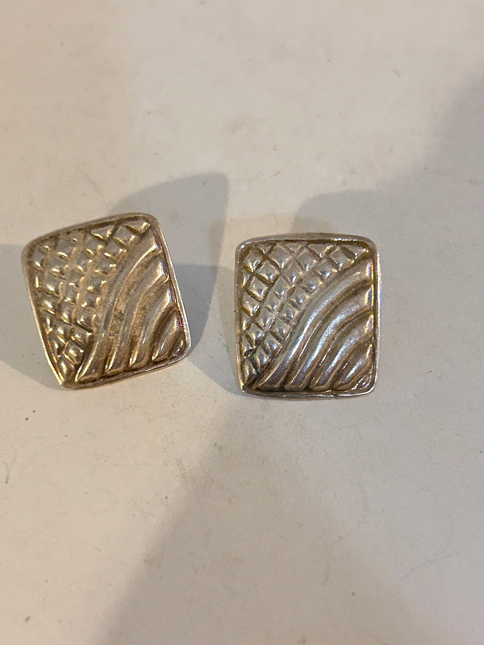 Vintage Sterling Silver Modernist Earrings 16 Grams (1 of 5)