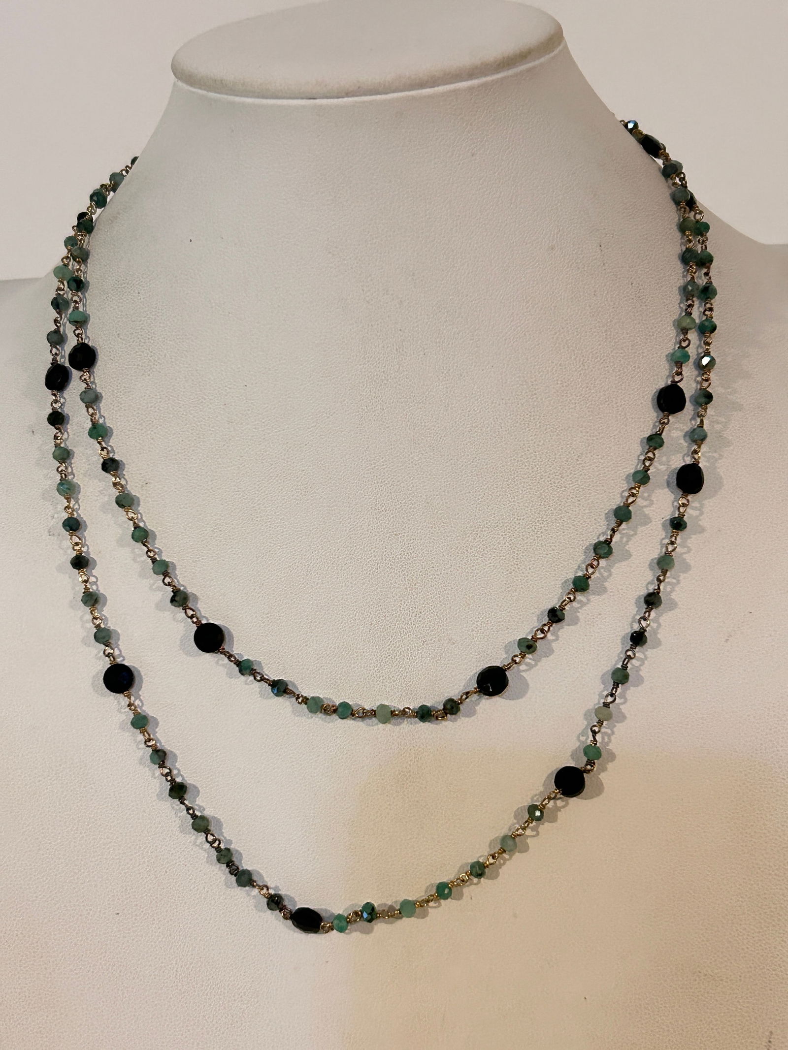 Vintage Sterling Silver gemstone Necklace sz 38" Please view all photos as they are part of the (1 of 5)