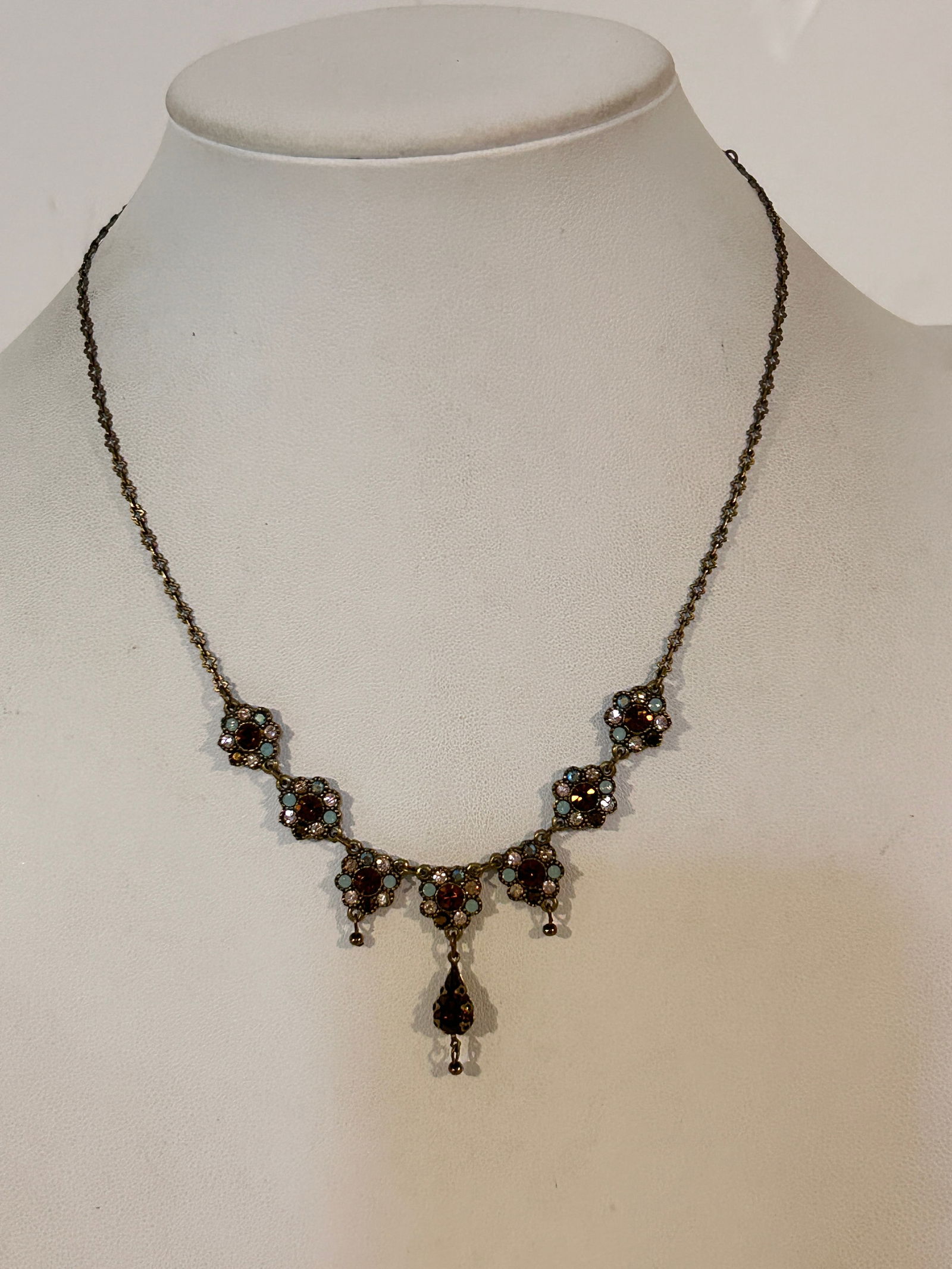 Necklace Michal NEGRIN Crystals Flowers Swarovski Crystal 18" (1 of 5)