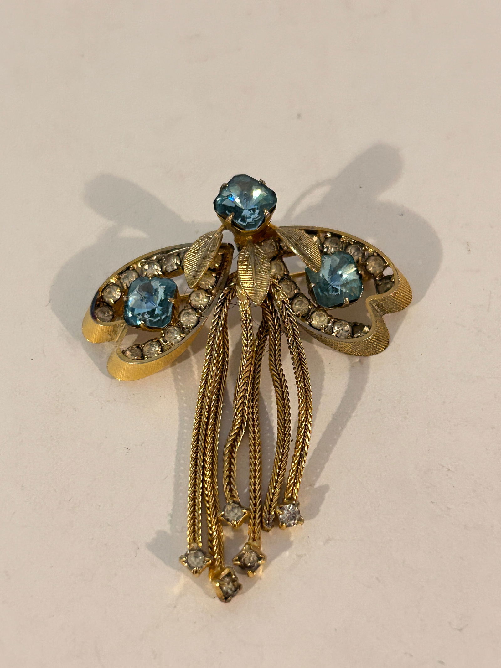 Vintage Aqua Rhinestone Brooch Pendant (1 of 5)